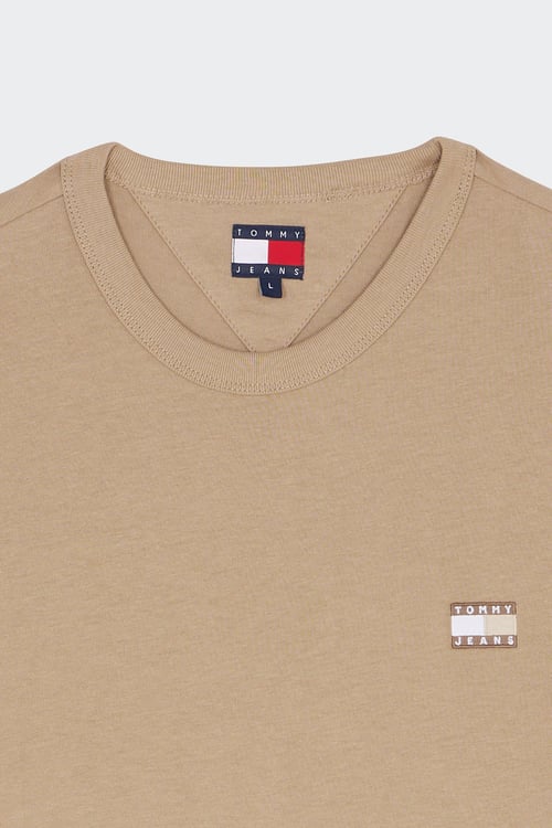 TOMMY JEANS Regular-fit round-neck cotton T-shirt Beige