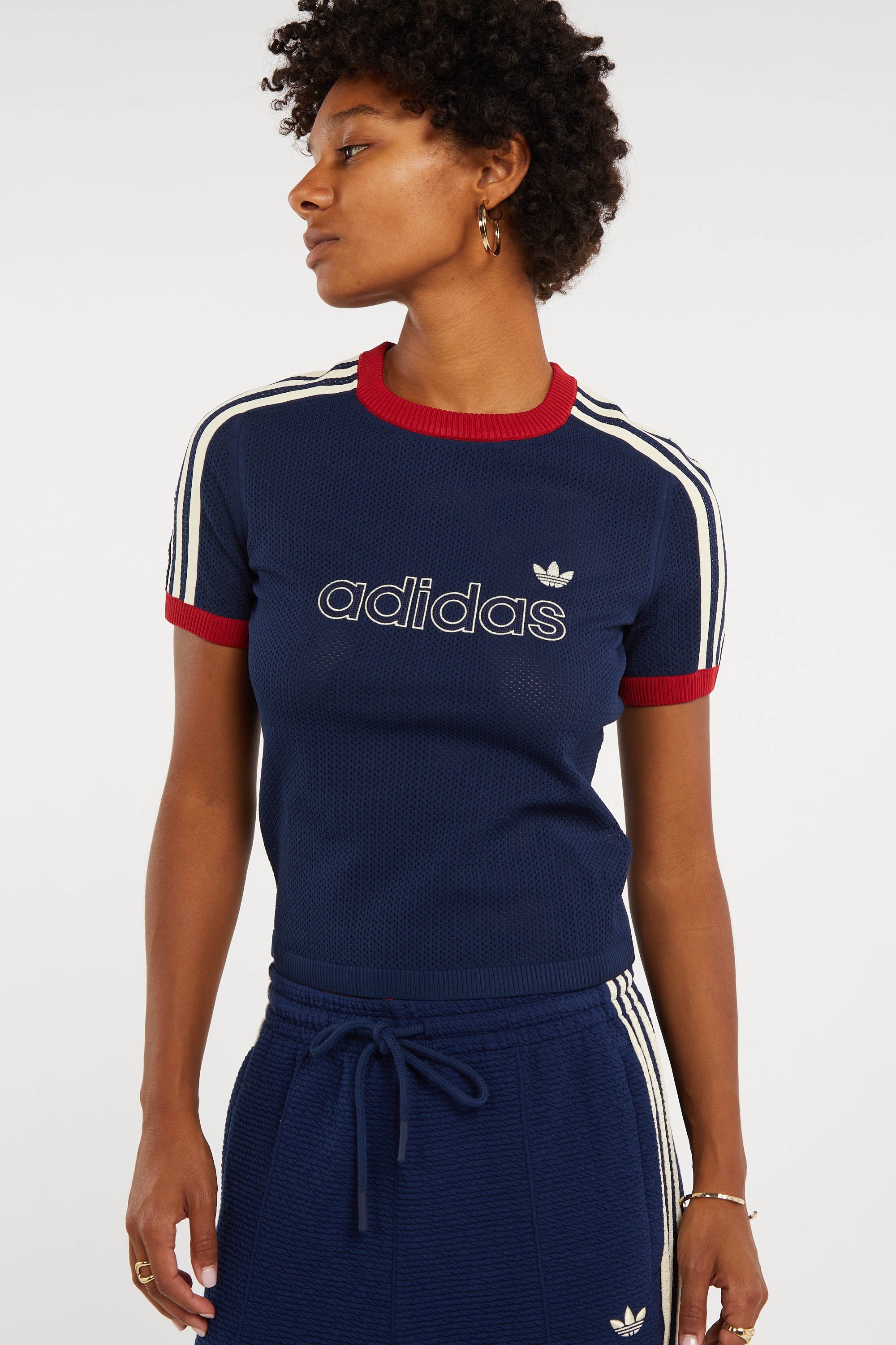 Regular-fit round-neck cotton T-shirt | Blue ADIDAS Women