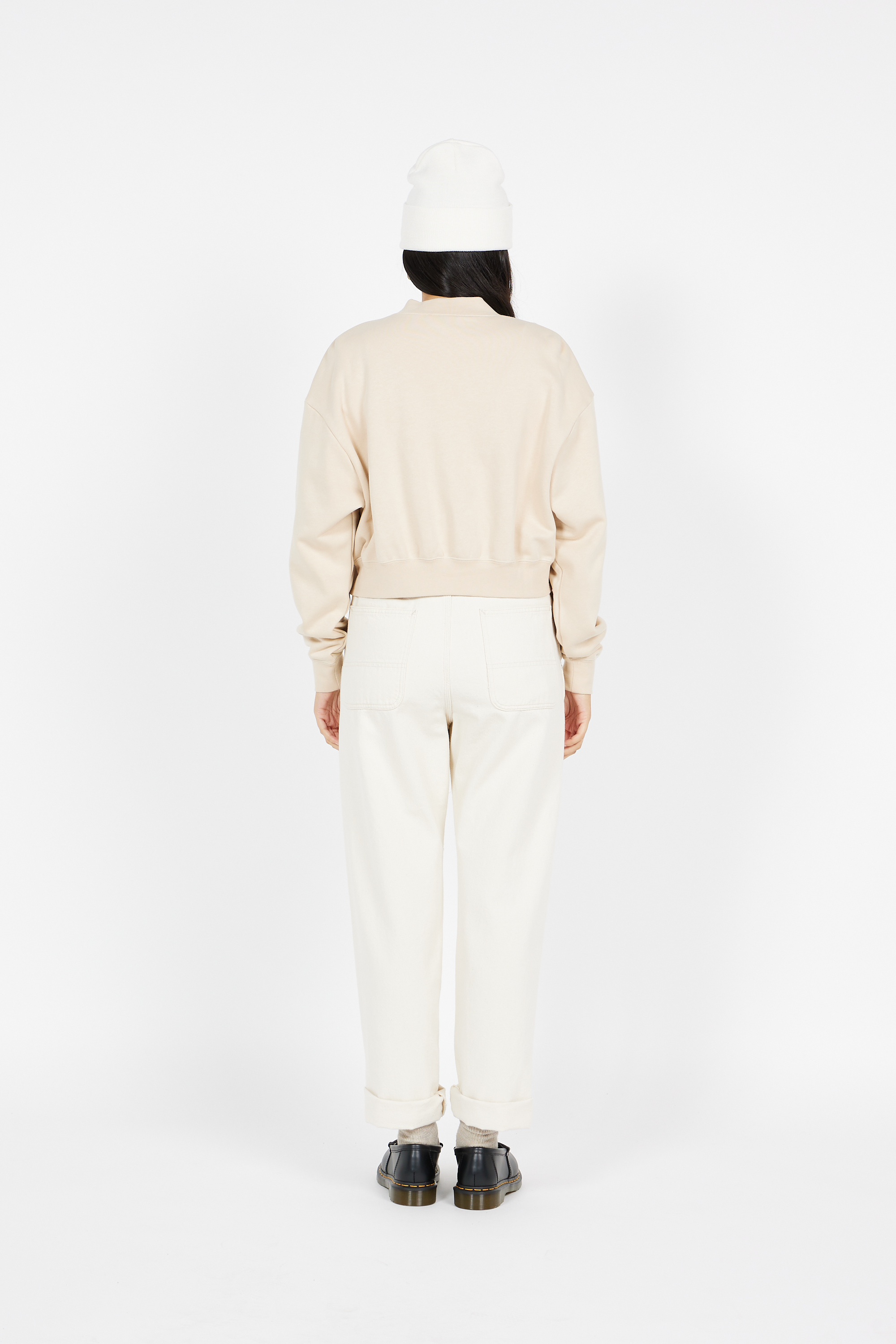 Long-sleeve zip-up top Beige