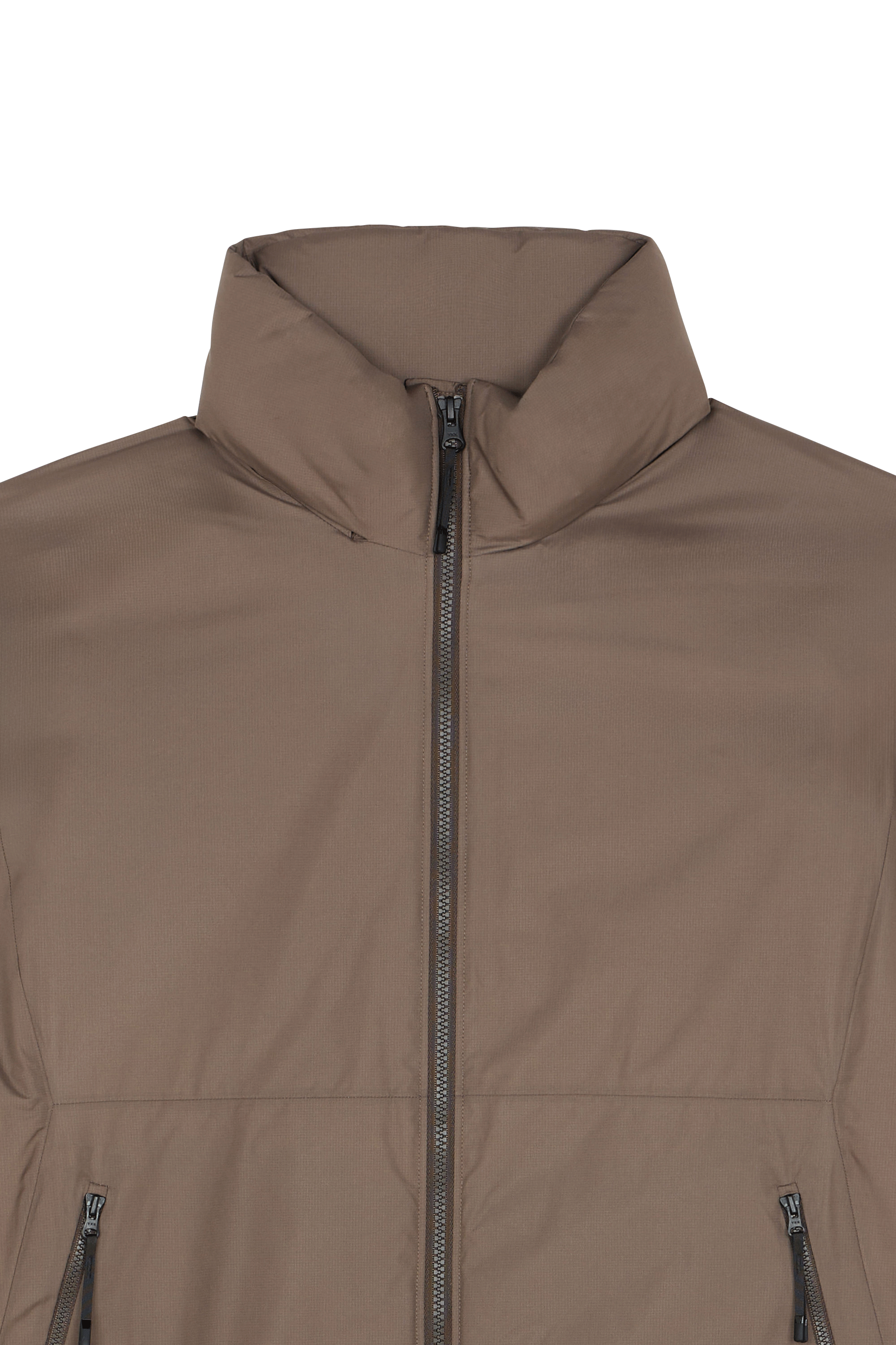 Lightweight quilted padded jacket with high neck Brown