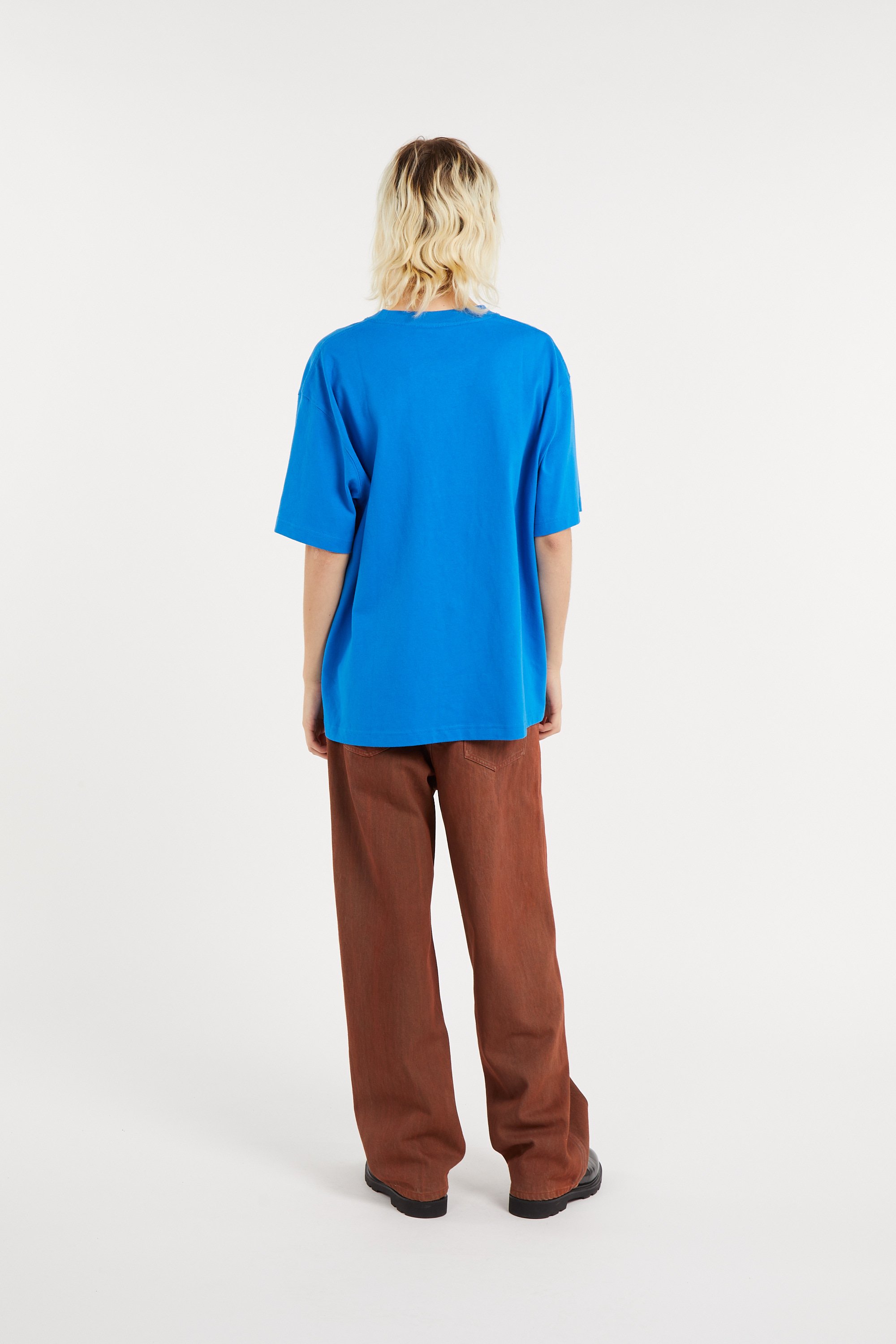 Regular-fit round-neck cotton T-shirt | Blue PLEASURES Men