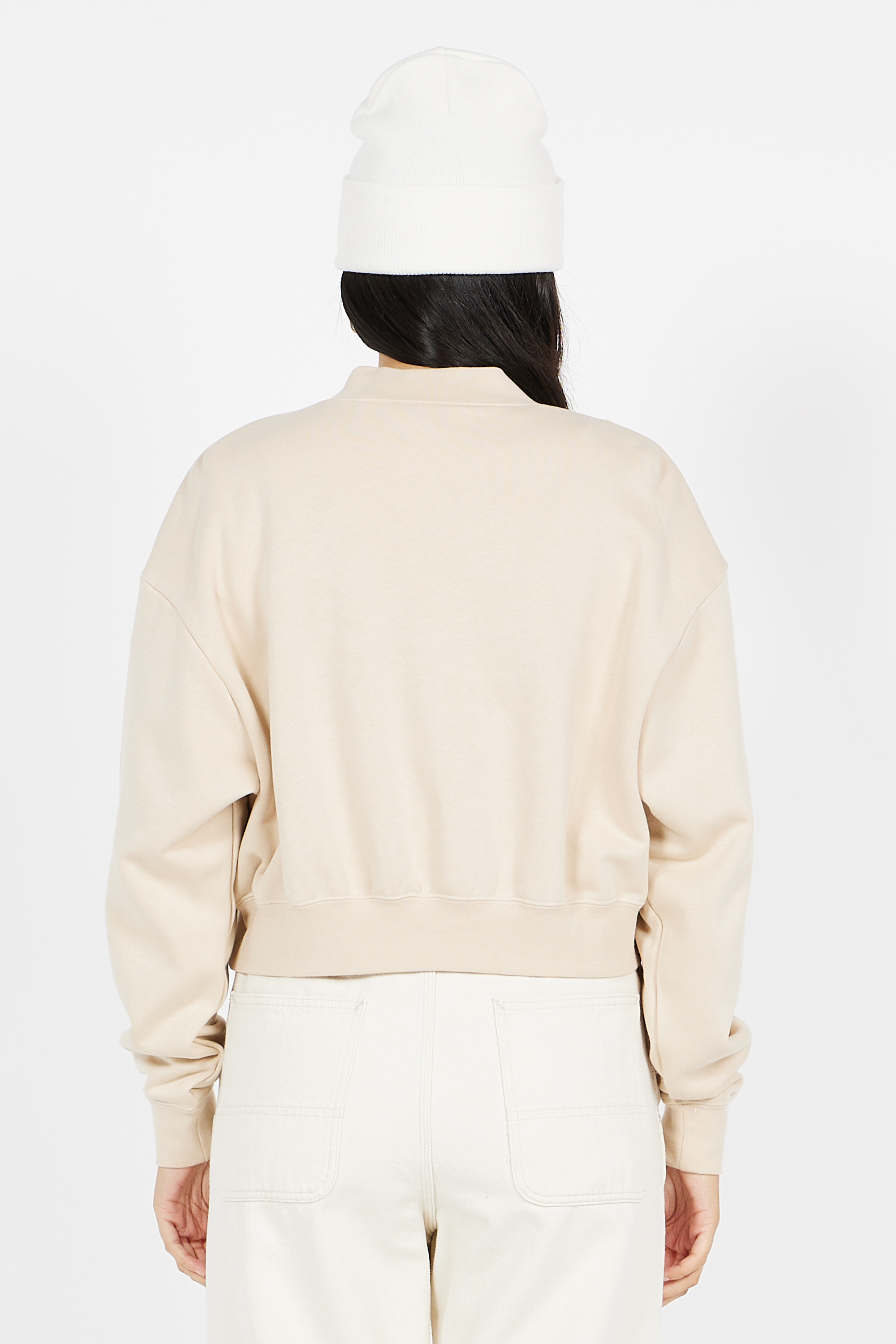 Long-sleeve zip-up top Beige
