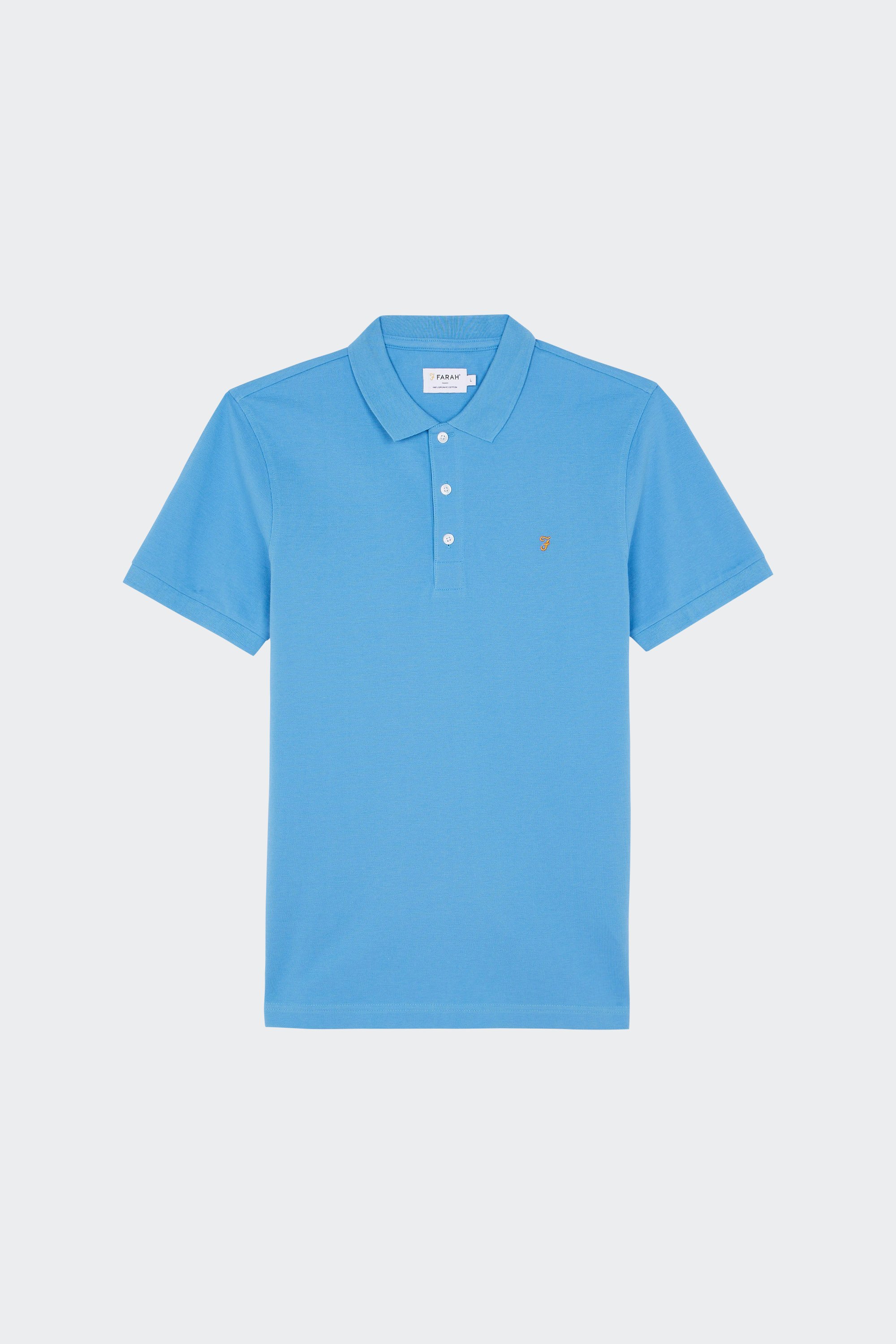 Short-sleeved organic cotton polo shirt | Blue by FARAH Short-sleeved organic cotton polo shirt Blue