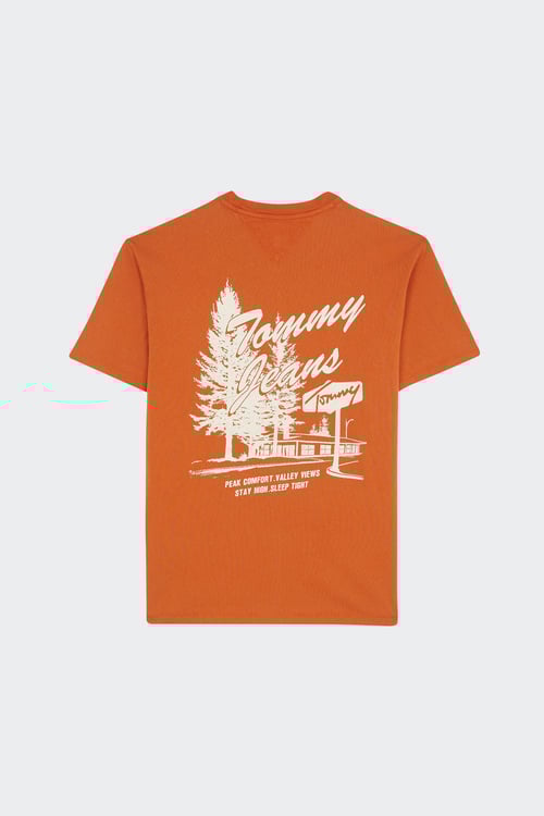 TOMMY JEANS Regular-fit round-neck cotton T-shirt Orange