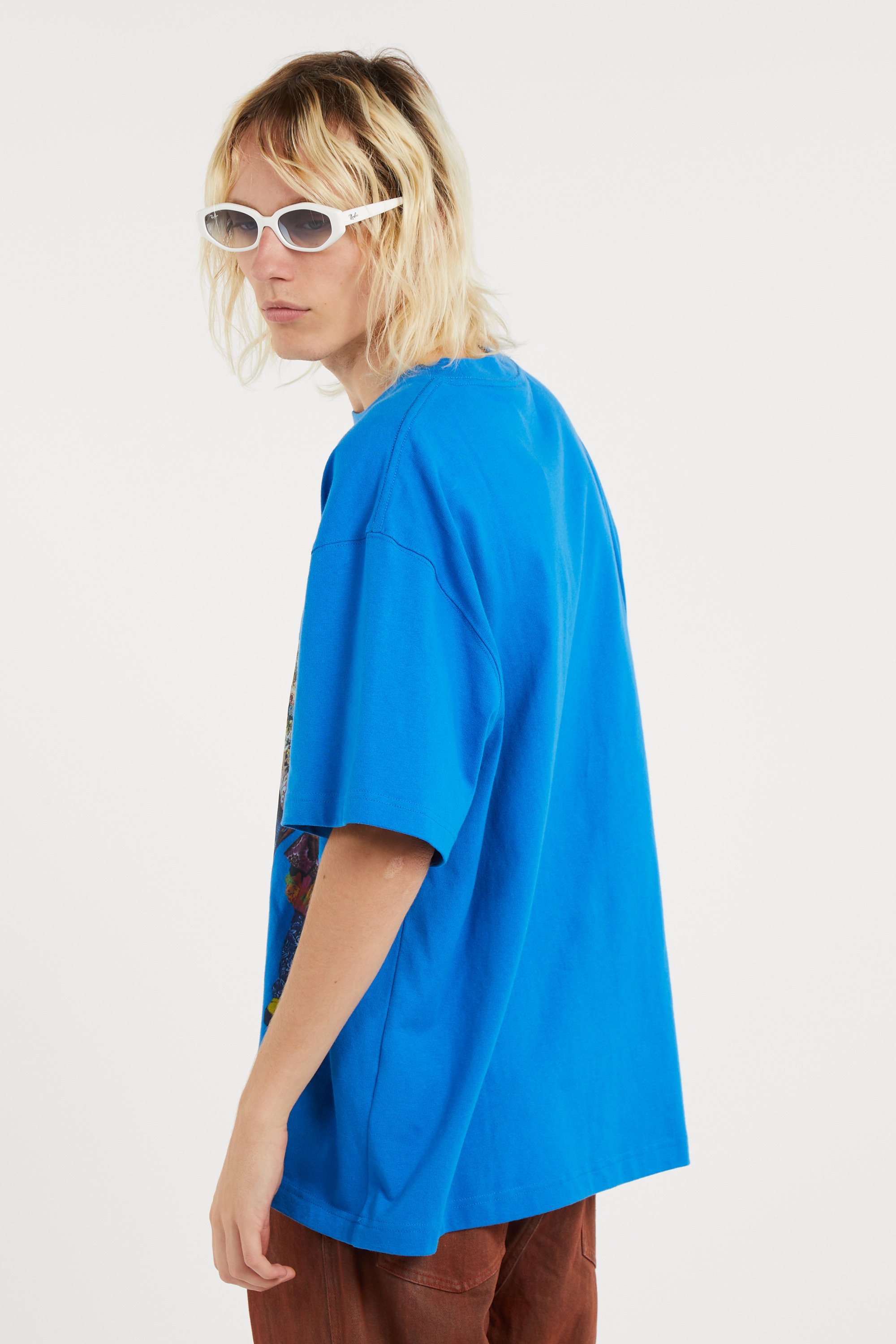 Regular-fit round-neck cotton T-shirt | Blue PLEASURES Men