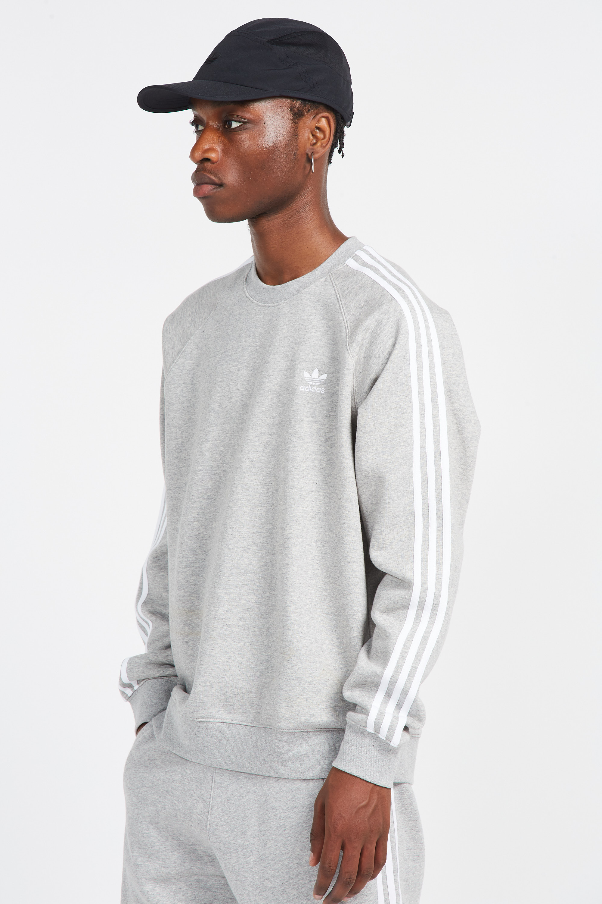 Sweat 3-stripes Crew Gris Adidas - Homme | Citadium