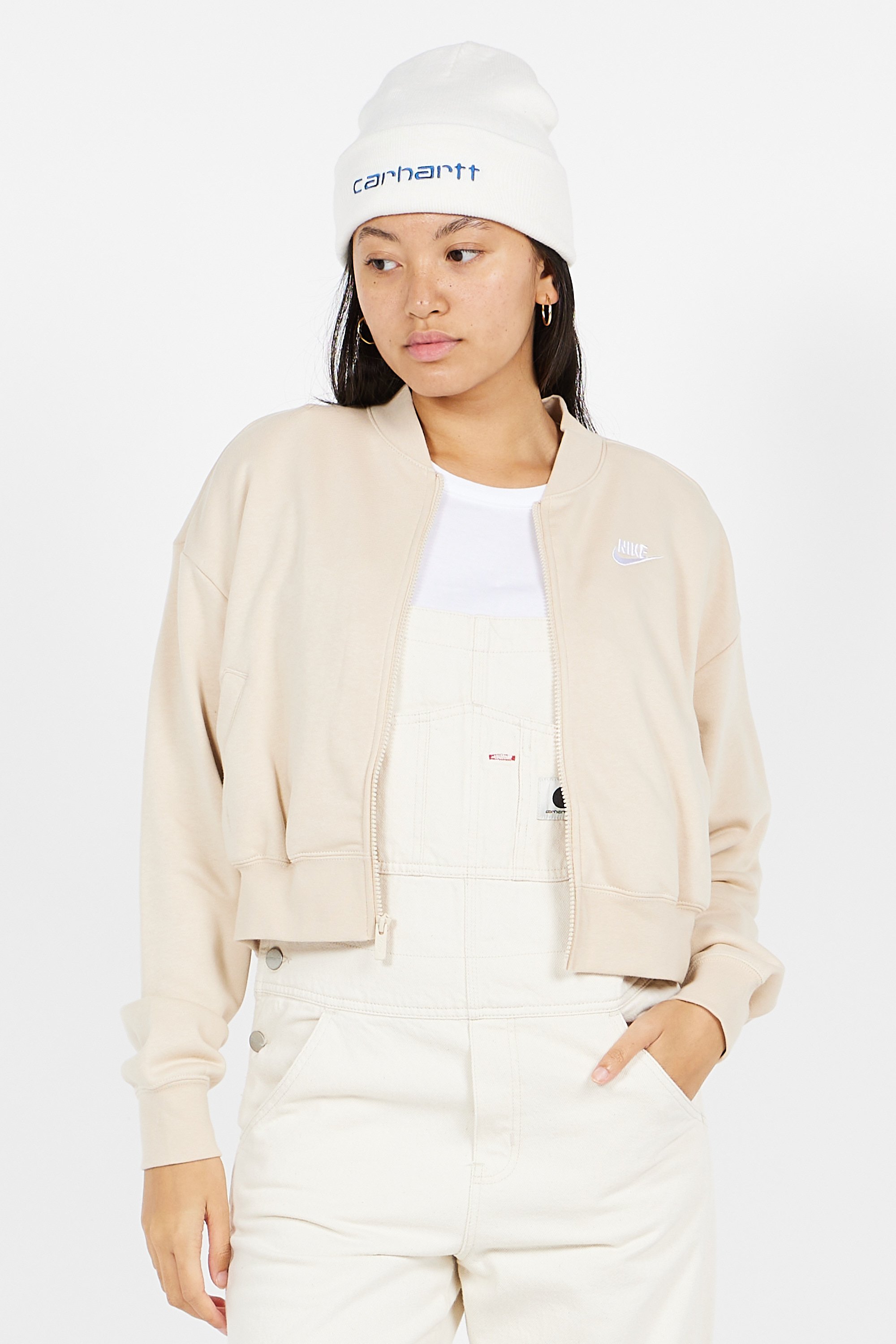 NIKE Top manches longues zippé Beige