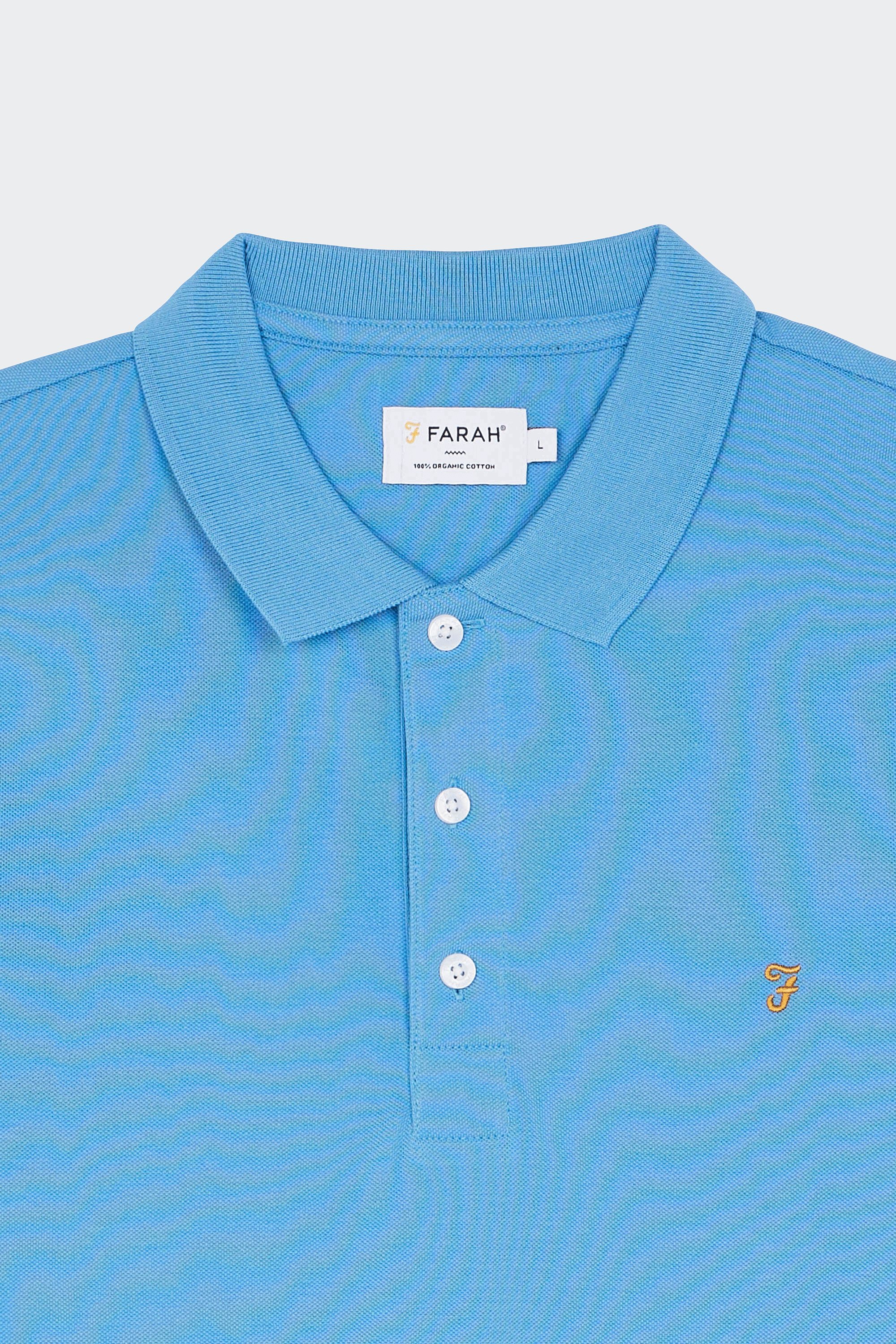 Short-sleeved organic cotton polo shirt | Blue by FARAH Short-sleeved organic cotton polo shirt Blue