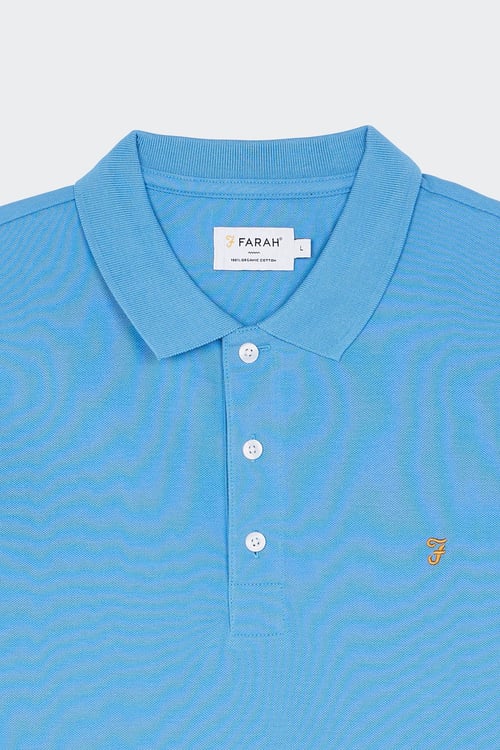 FARAH Polo à manches courtes en coton bio Bleu