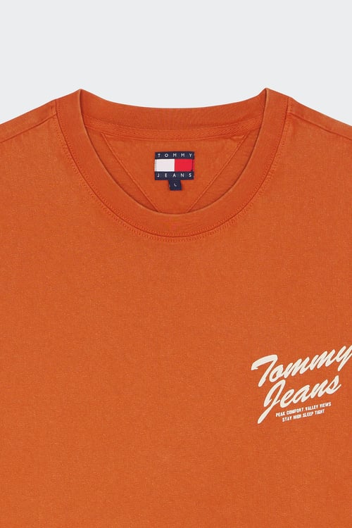 TOMMY JEANS Regular-fit round-neck cotton T-shirt Orange