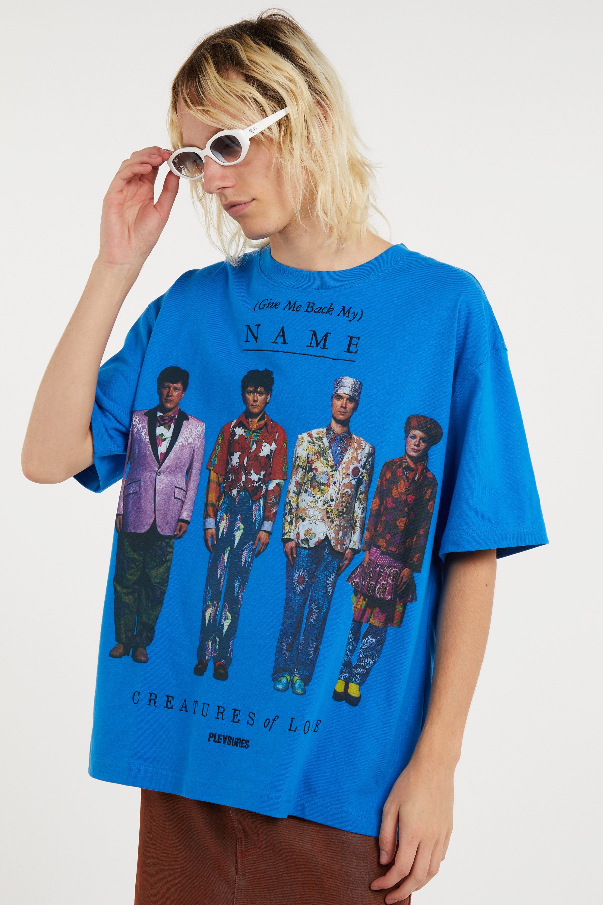 Regular-fit round-neck cotton T-shirt | Blue PLEASURES Men