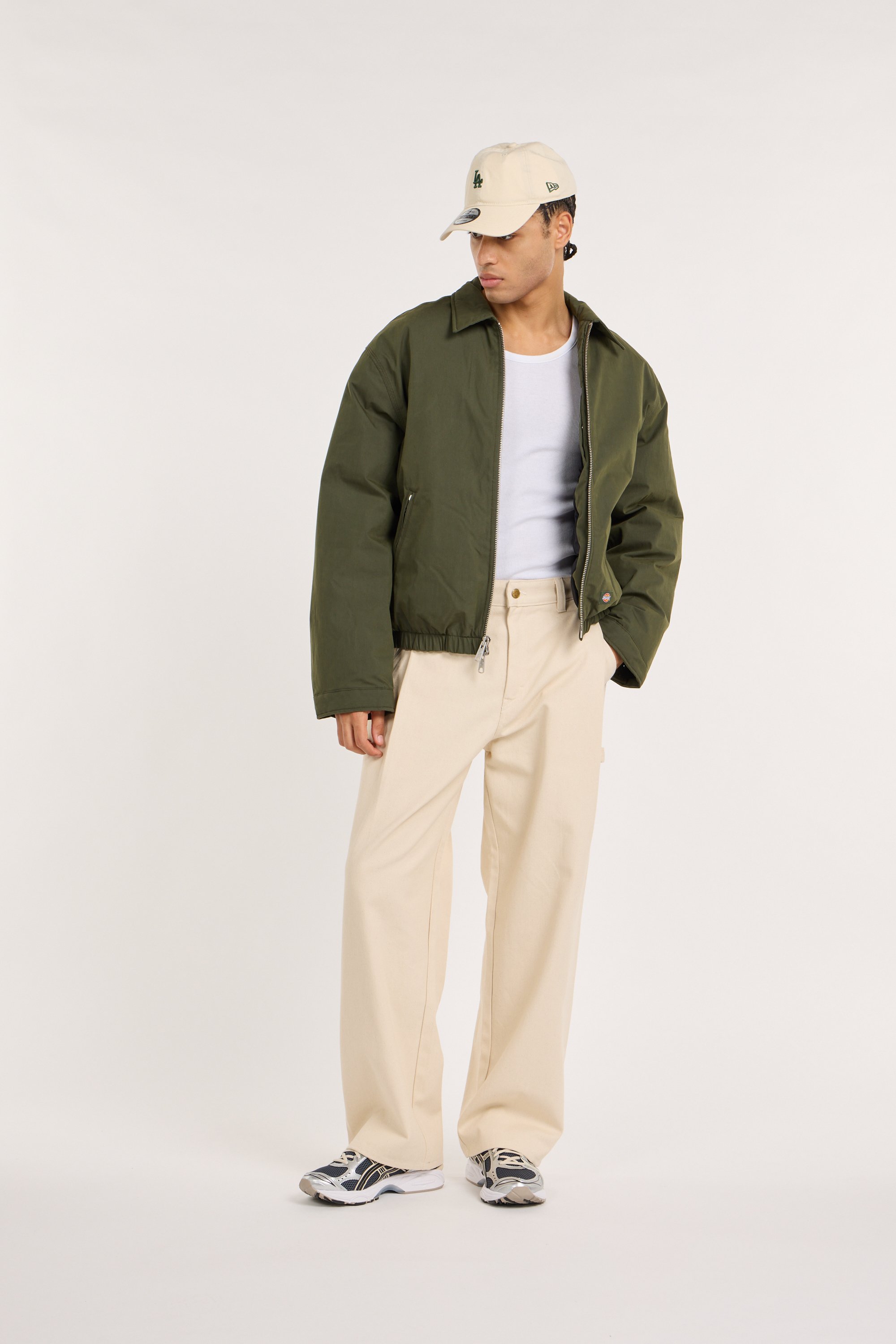 Zipped high-neck colorblock padded jacket with hood | Grey DICKIES Men