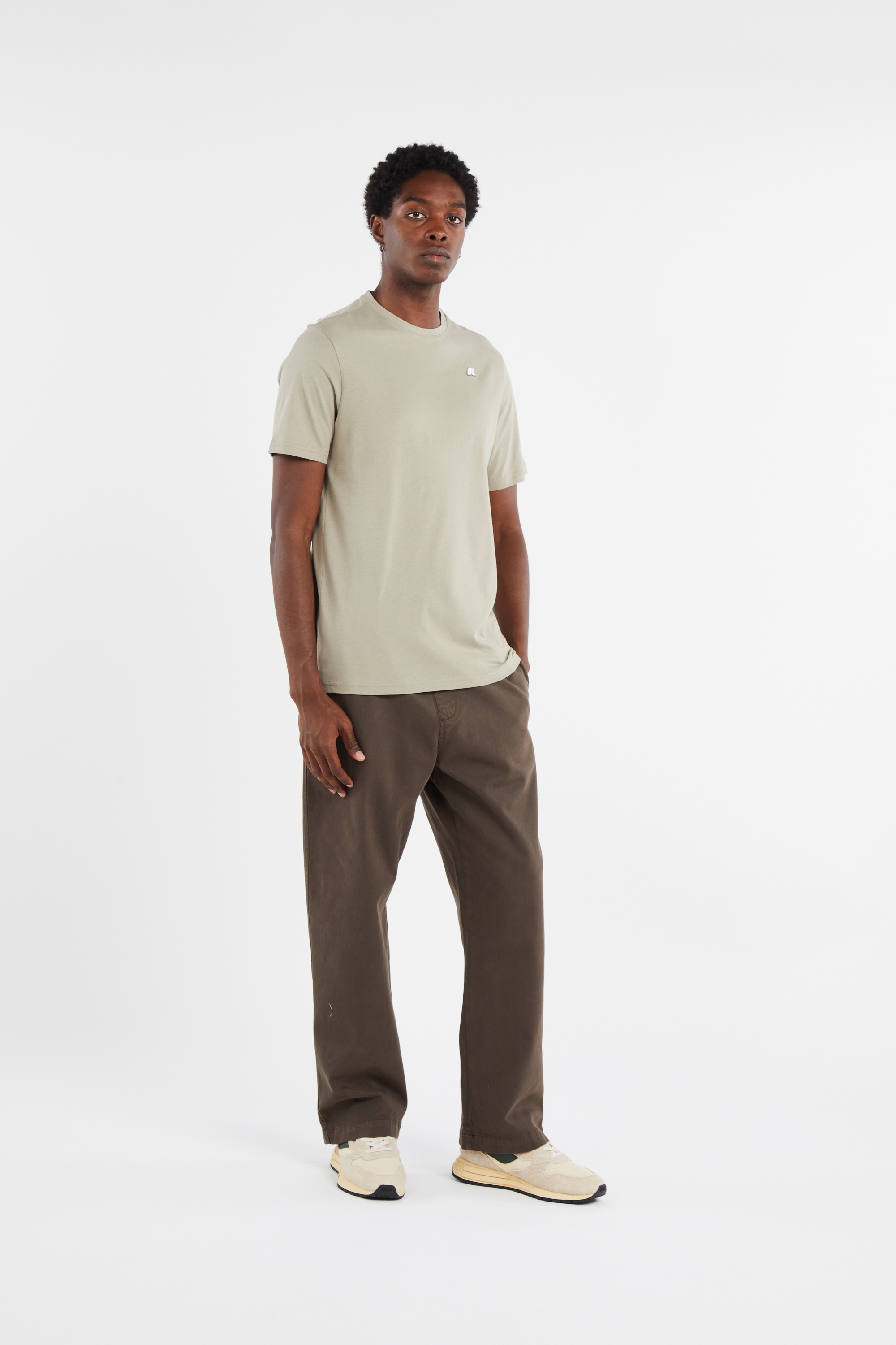 Regular-fit round-neck cotton T-shirt Green