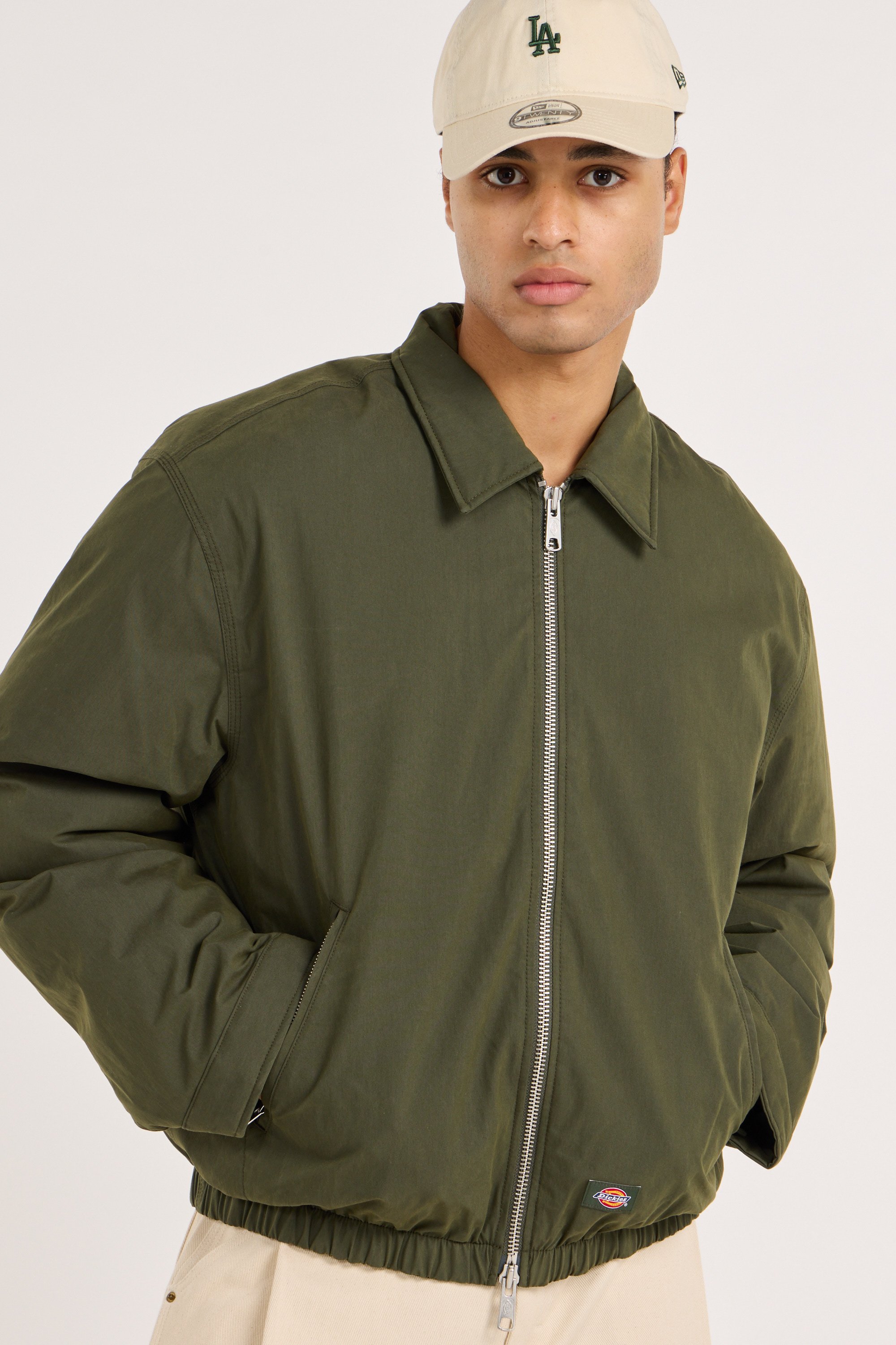 Zipped high-neck colorblock padded jacket with hood | Grey DICKIES Men