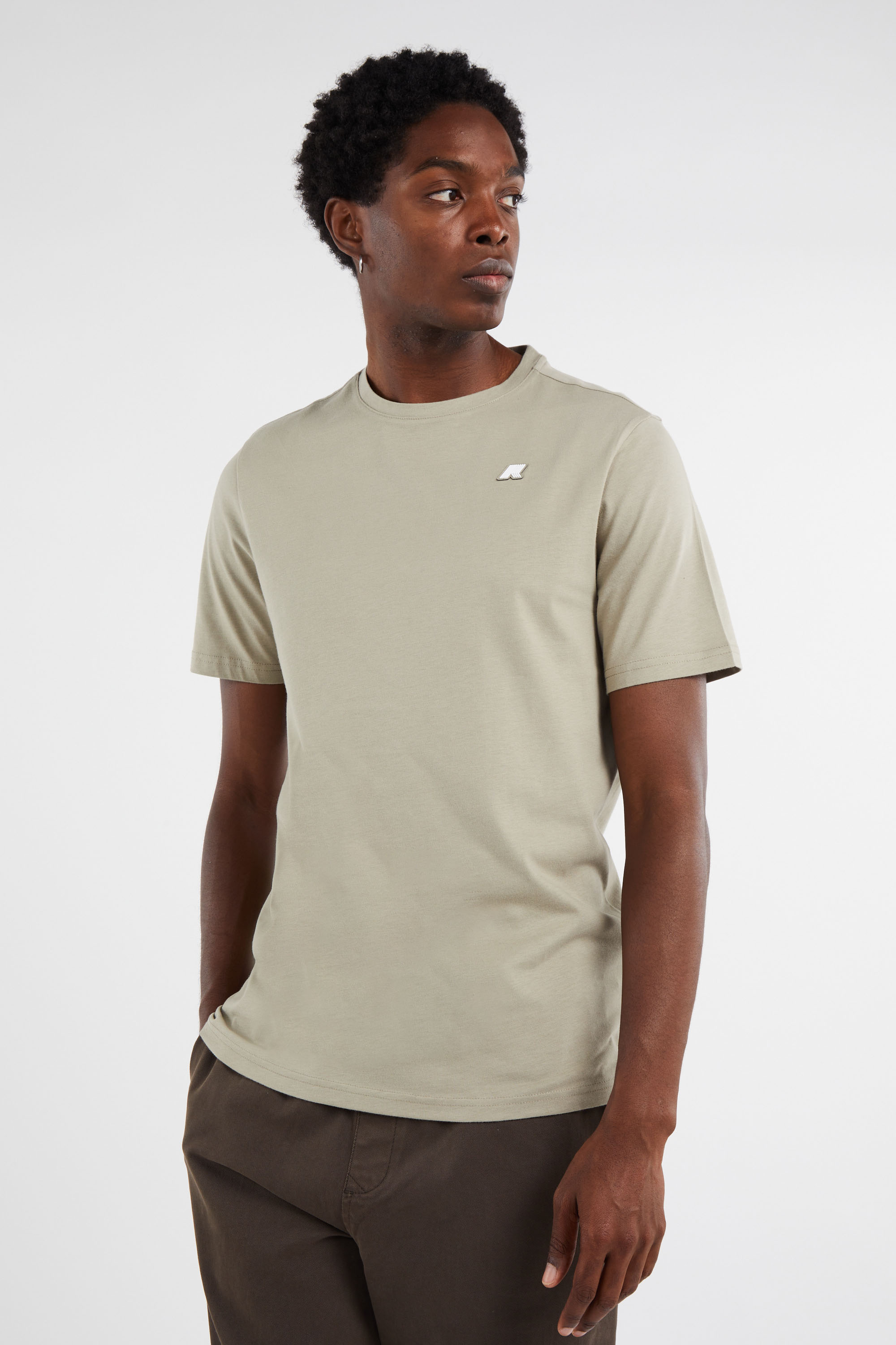 Regular-fit round-neck cotton T-shirt Green