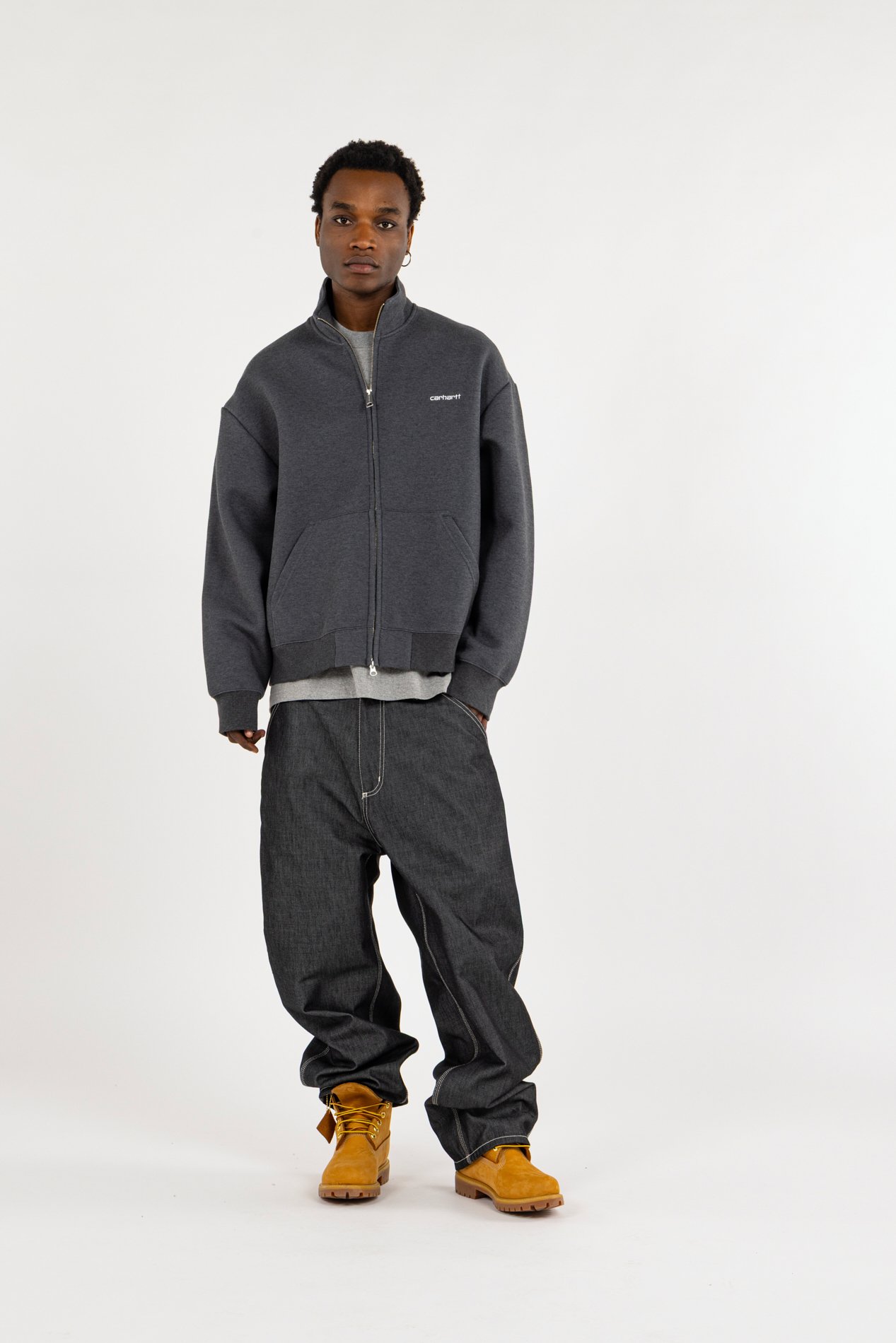 Slim-fit zip-up tracksuit top  Black