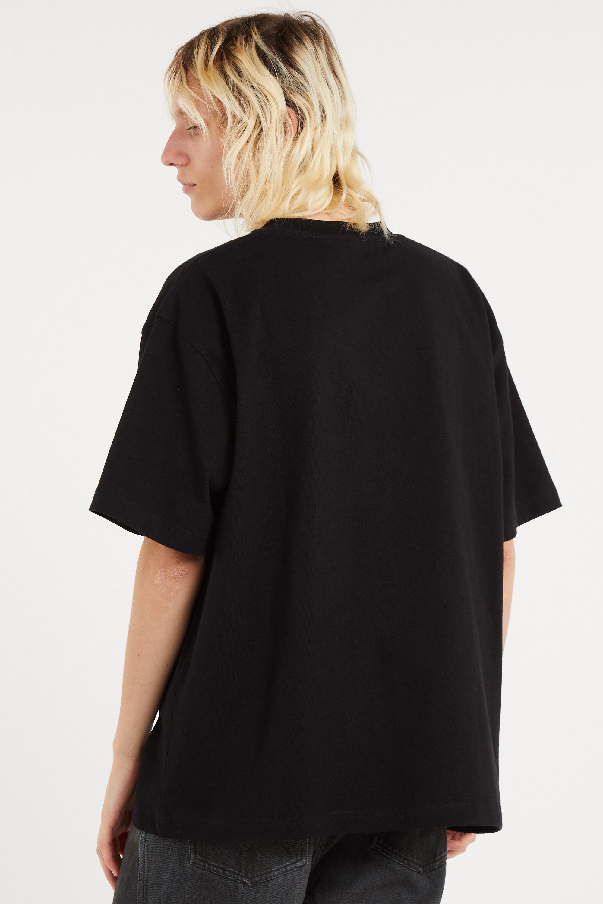 Regular-fit round-neck cotton T-shirt | Black PLEASURES Men