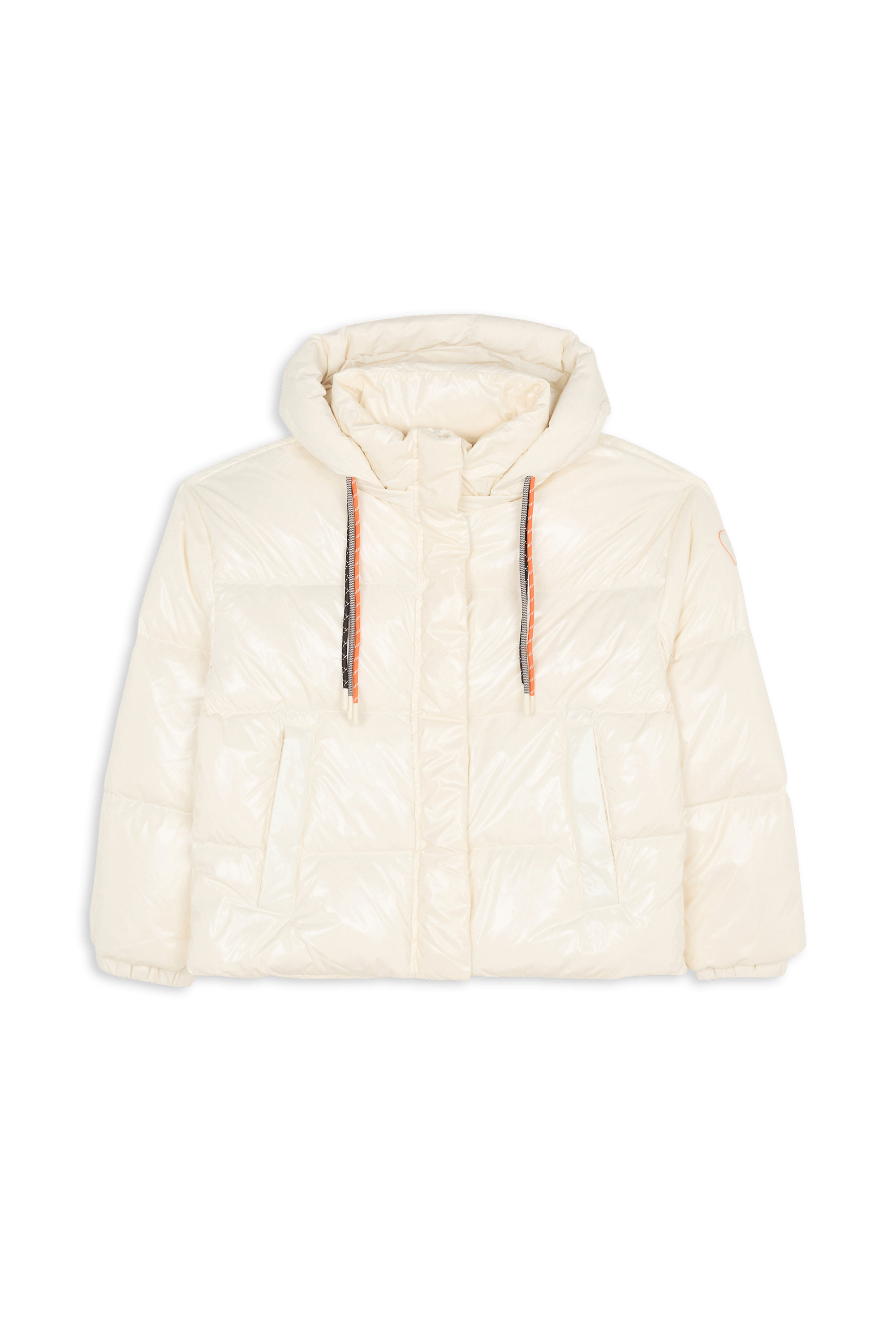 Zipped high-neck colorblock padded jacket with hood GERTRUDE Beige