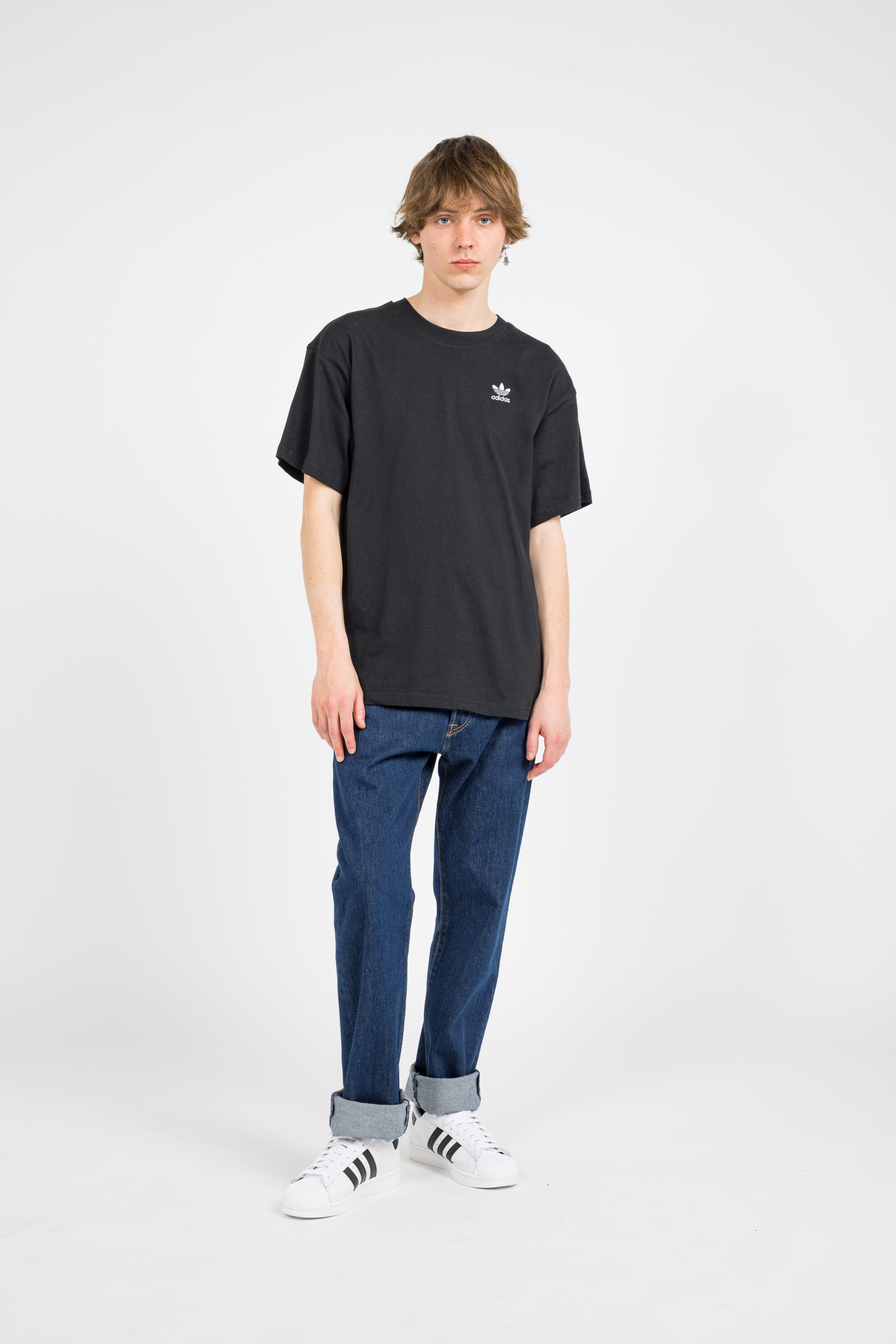 Regular-fit round-neck cotton T-shirt Black