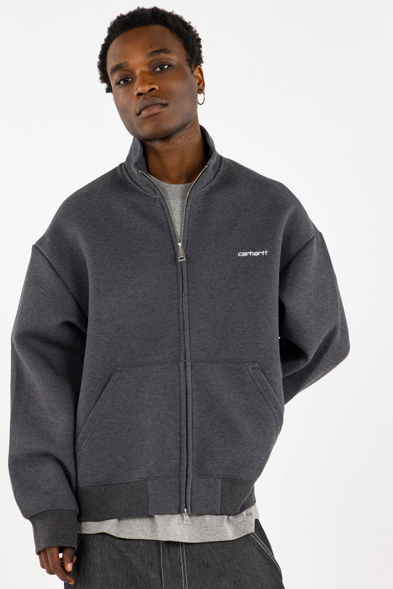 Slim-fit zip-up tracksuit top  Black