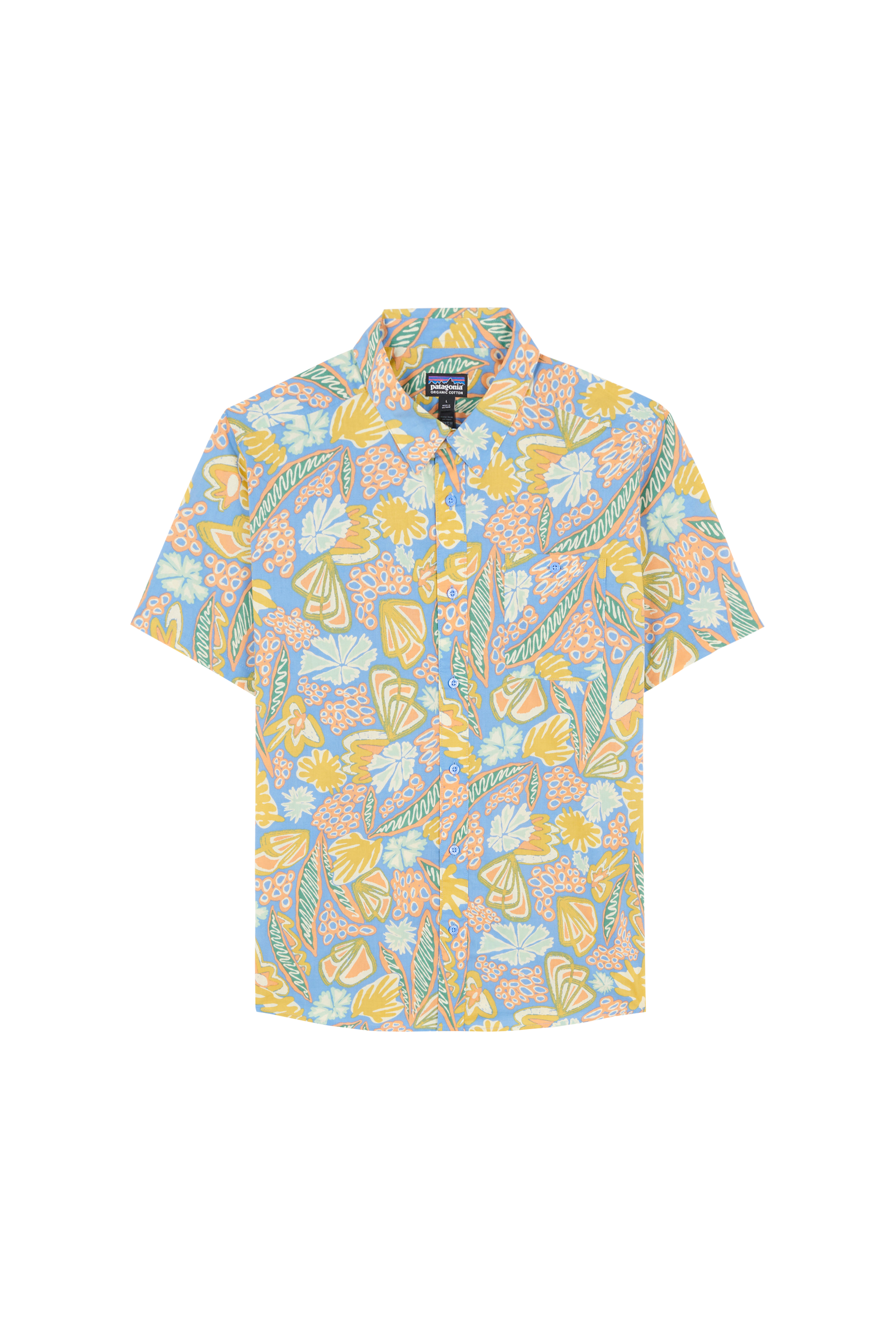 Chemise regular-fit imprimée en coton bio mélangé Bleu