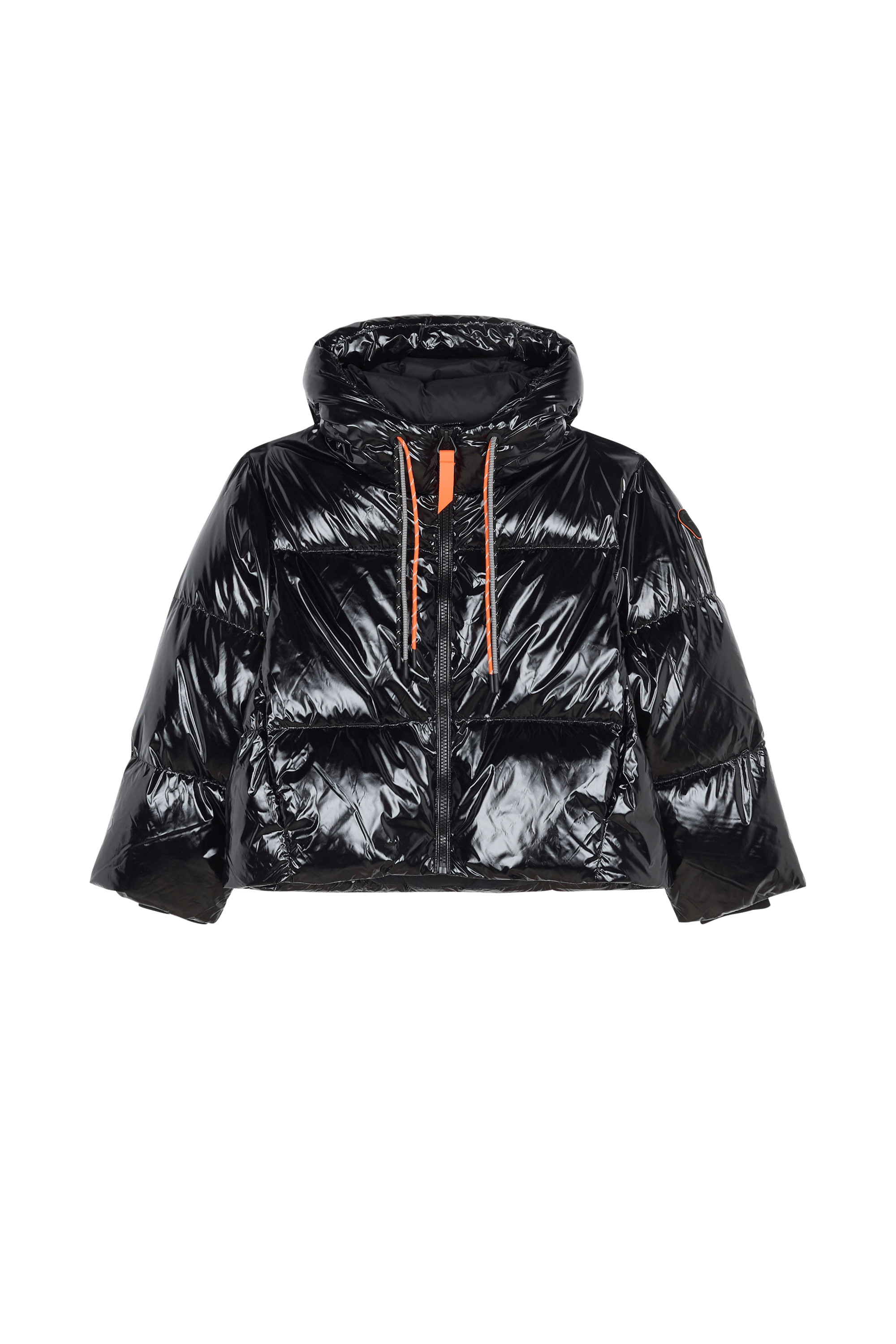 Zipped high-neck colorblock padded jacket with hood GERTRUDE Black