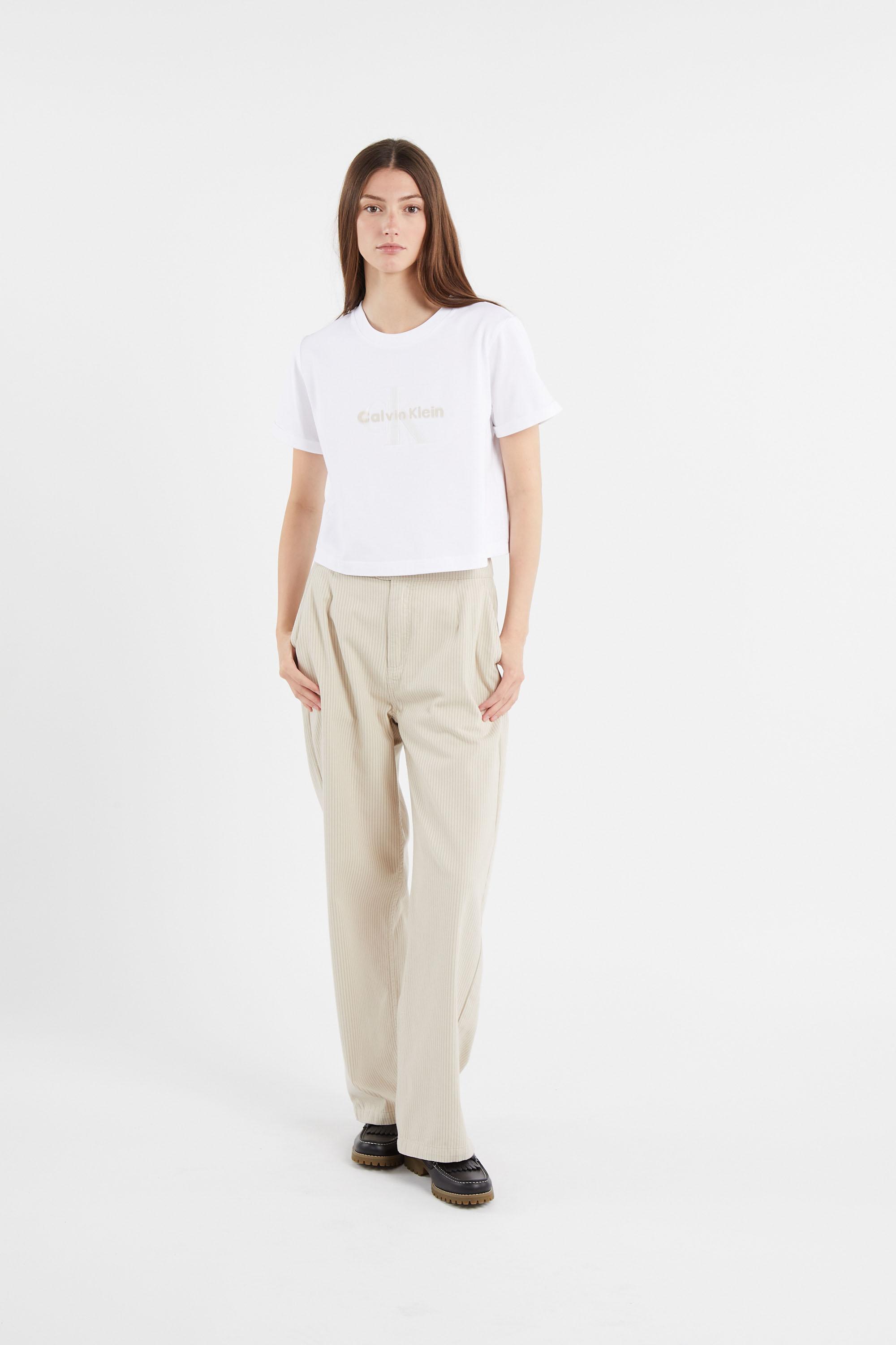 Regular-fit round-neck cotton T-shirt White