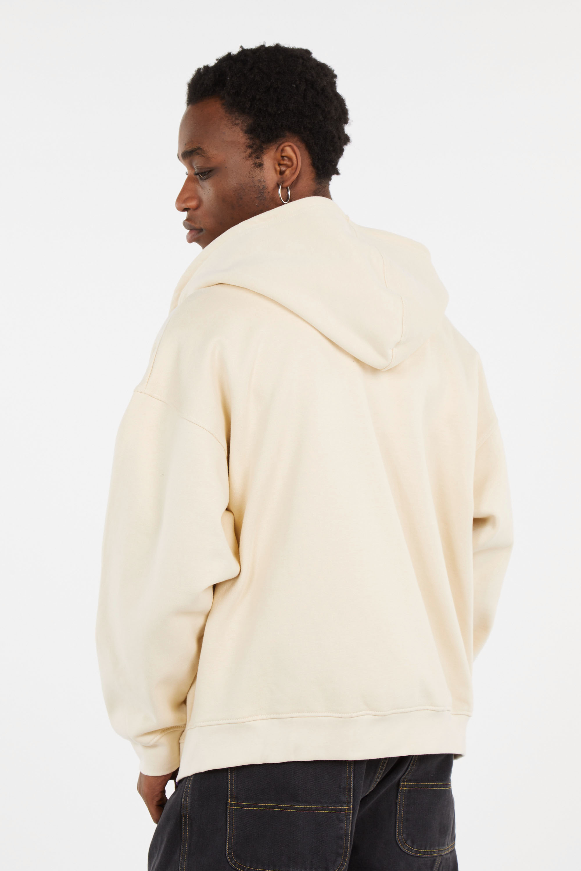 Zippered hoodie Beige