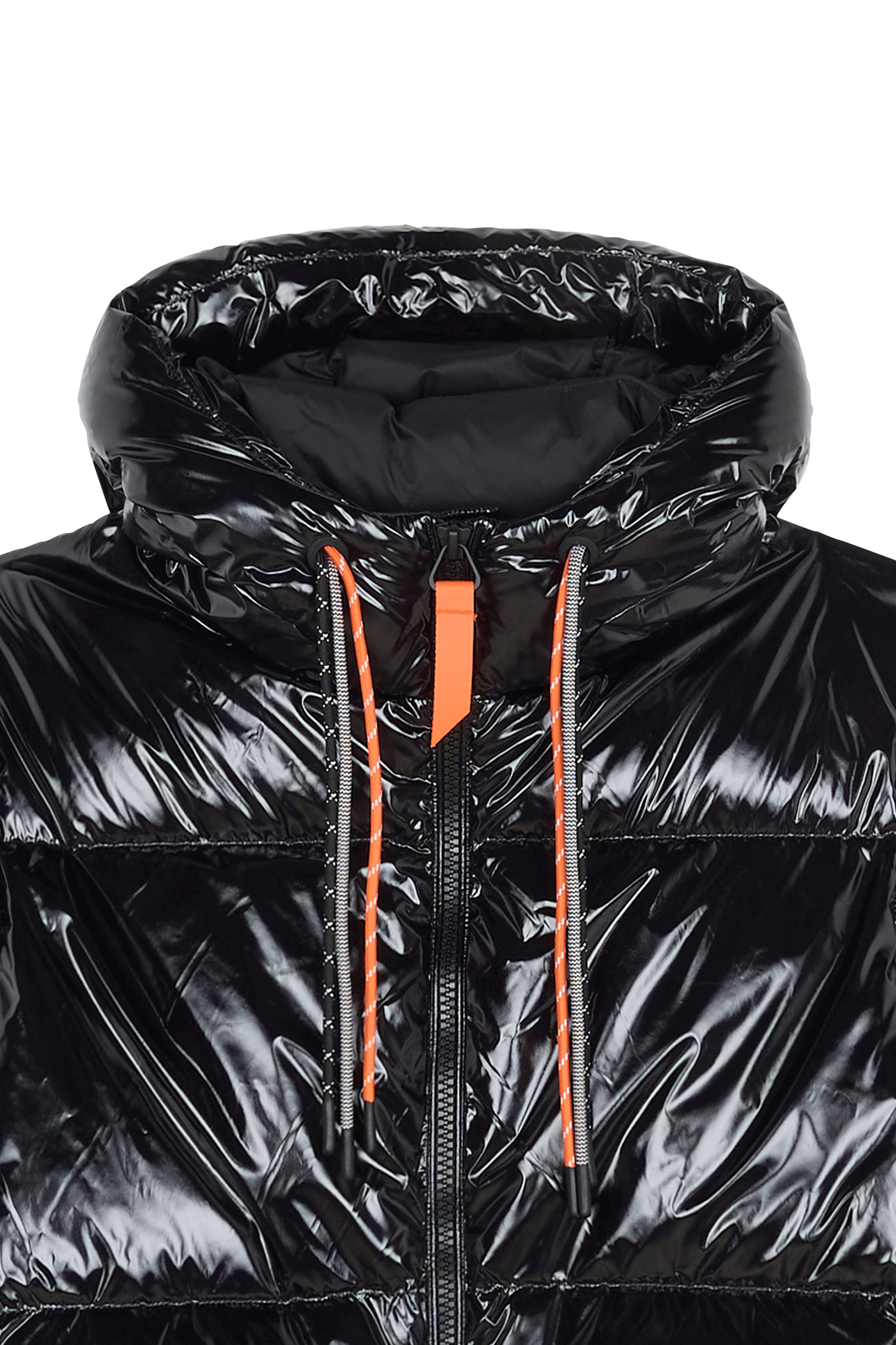Zipped high-neck colorblock padded jacket with hood GERTRUDE Black
