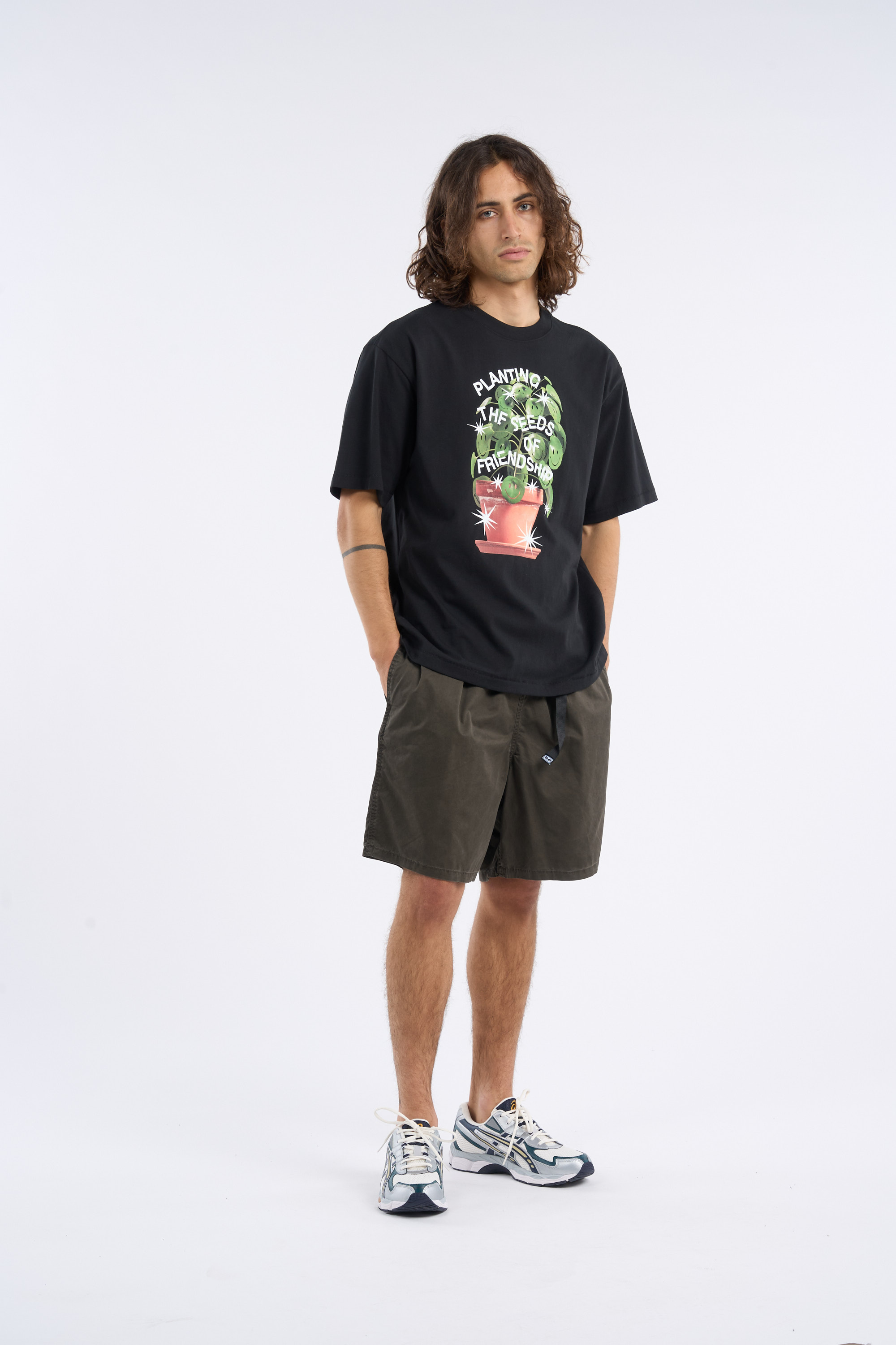Regular-fit round-neck cotton T-shirt Black