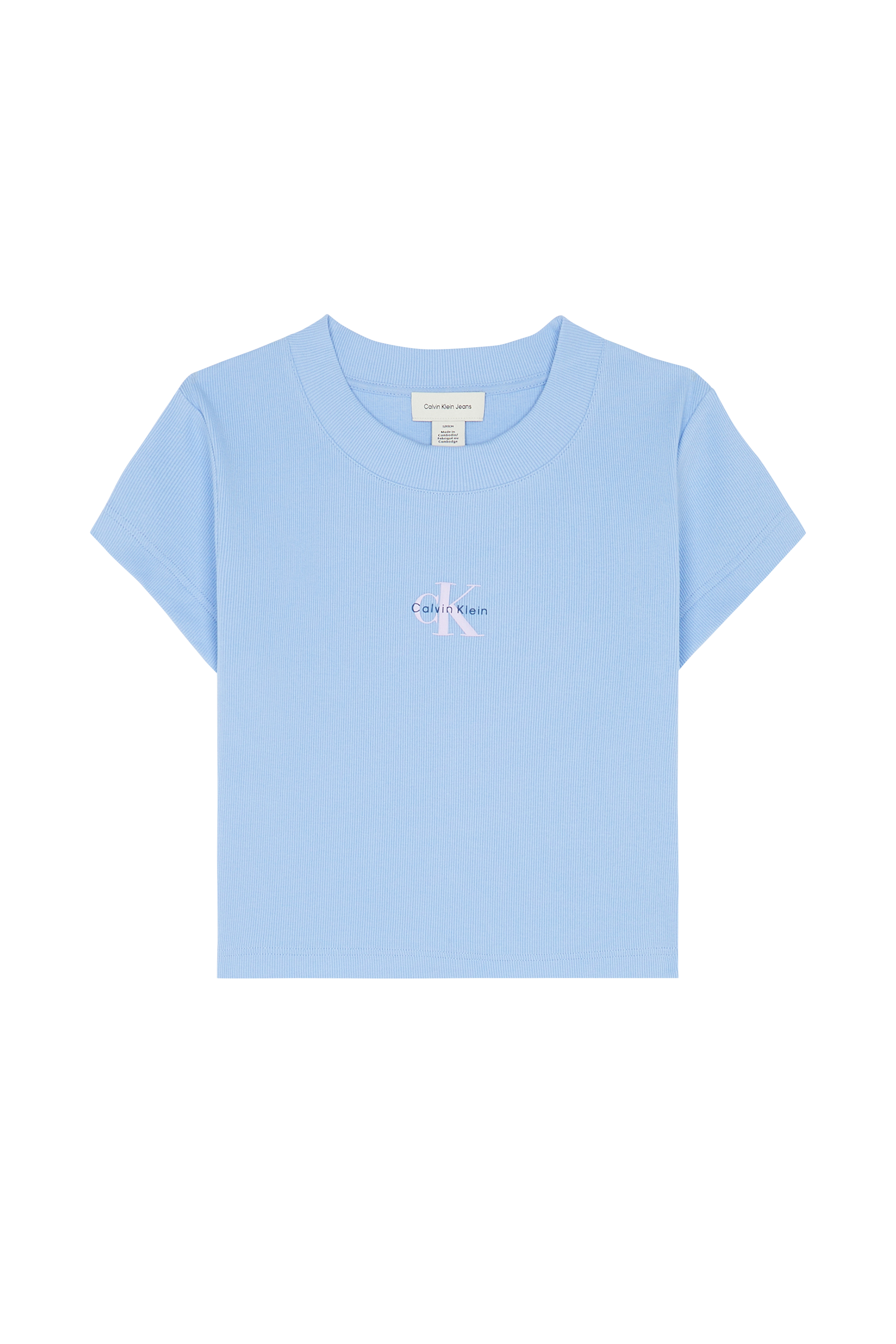 Regular-fit round-neck cotton T-shirt Blue