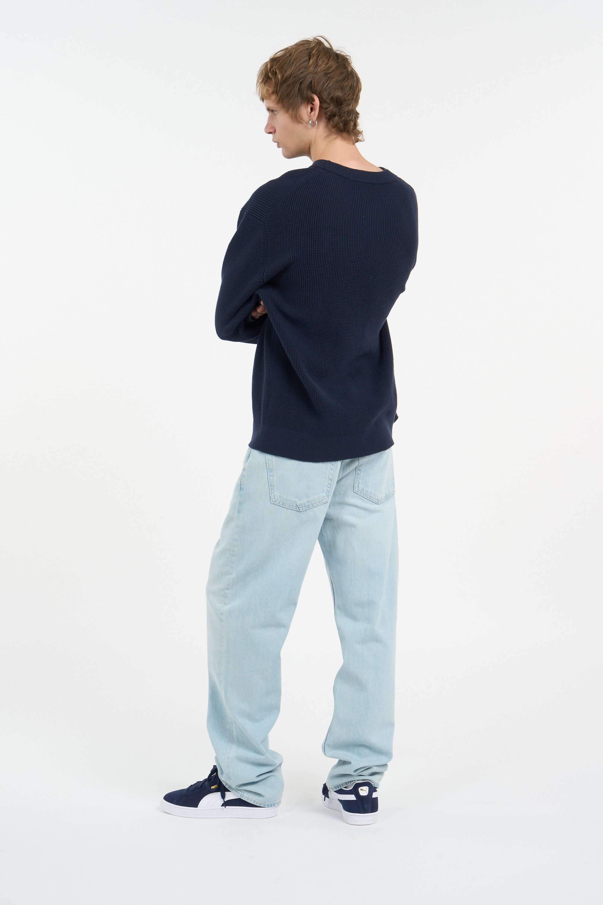 Pull col rond en coton | Bleu CALVIN KLEIN Homme
