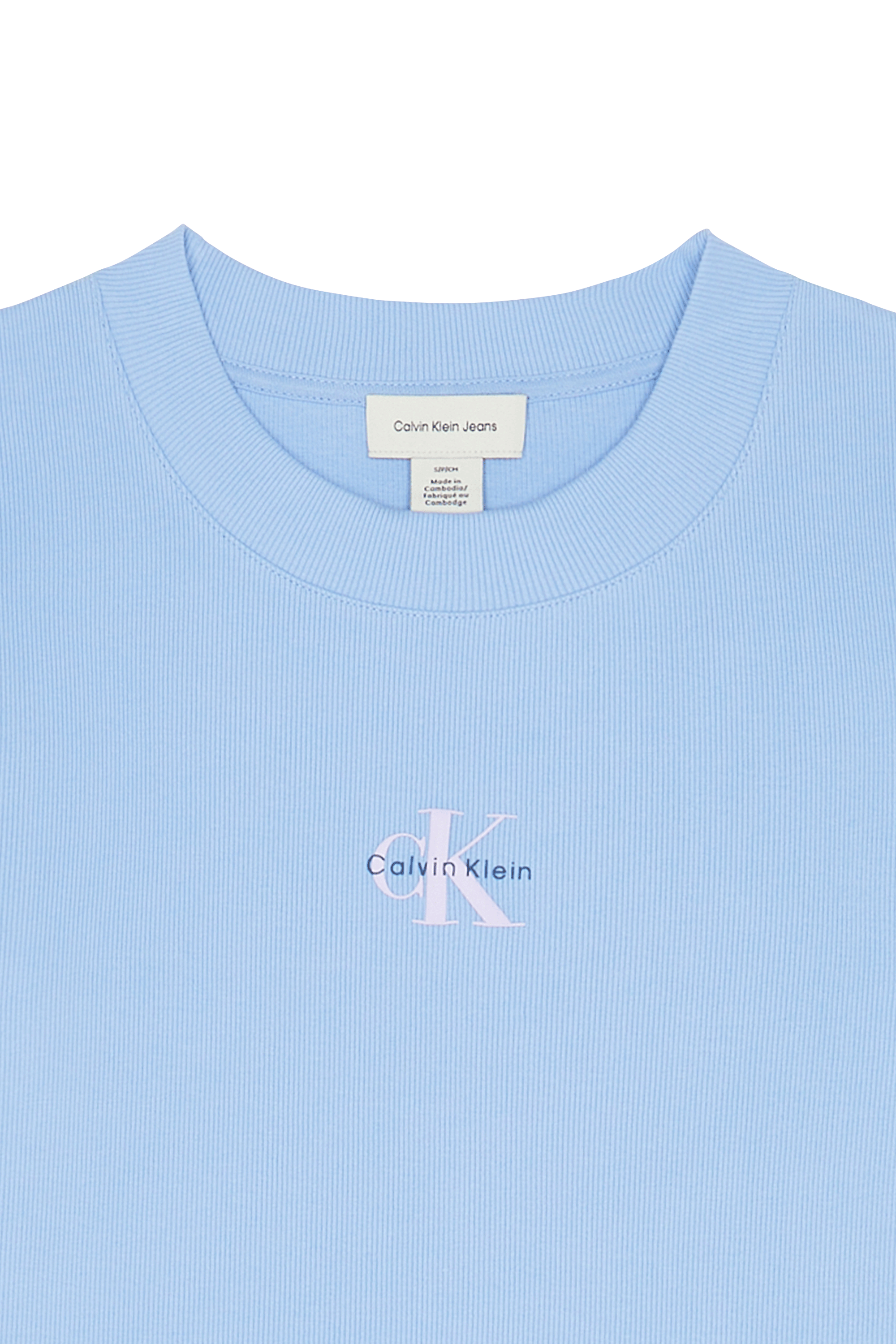 Regular-fit round-neck cotton T-shirt Blue