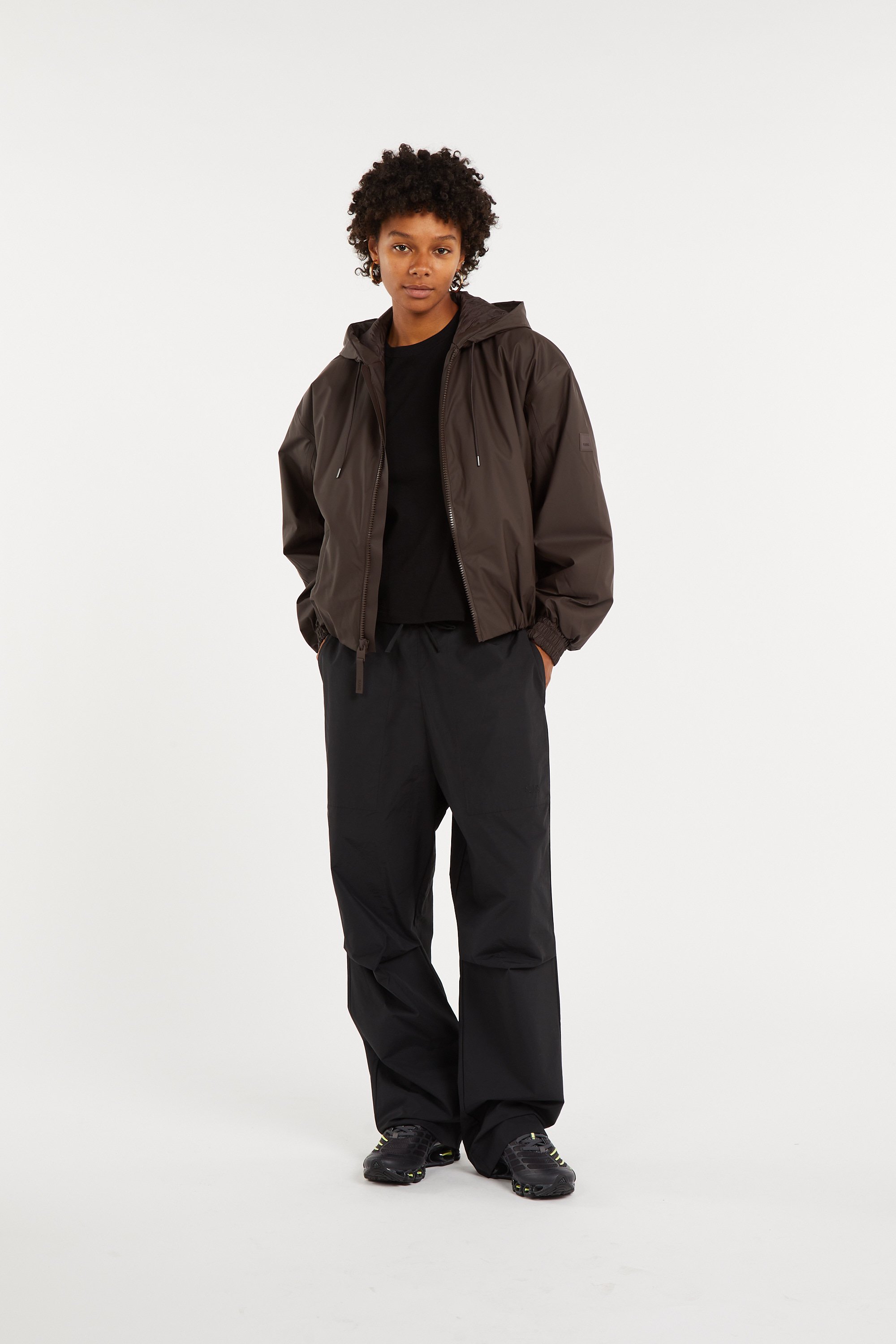 Lightweight quilted padded jacket with high neck RAINS Brown