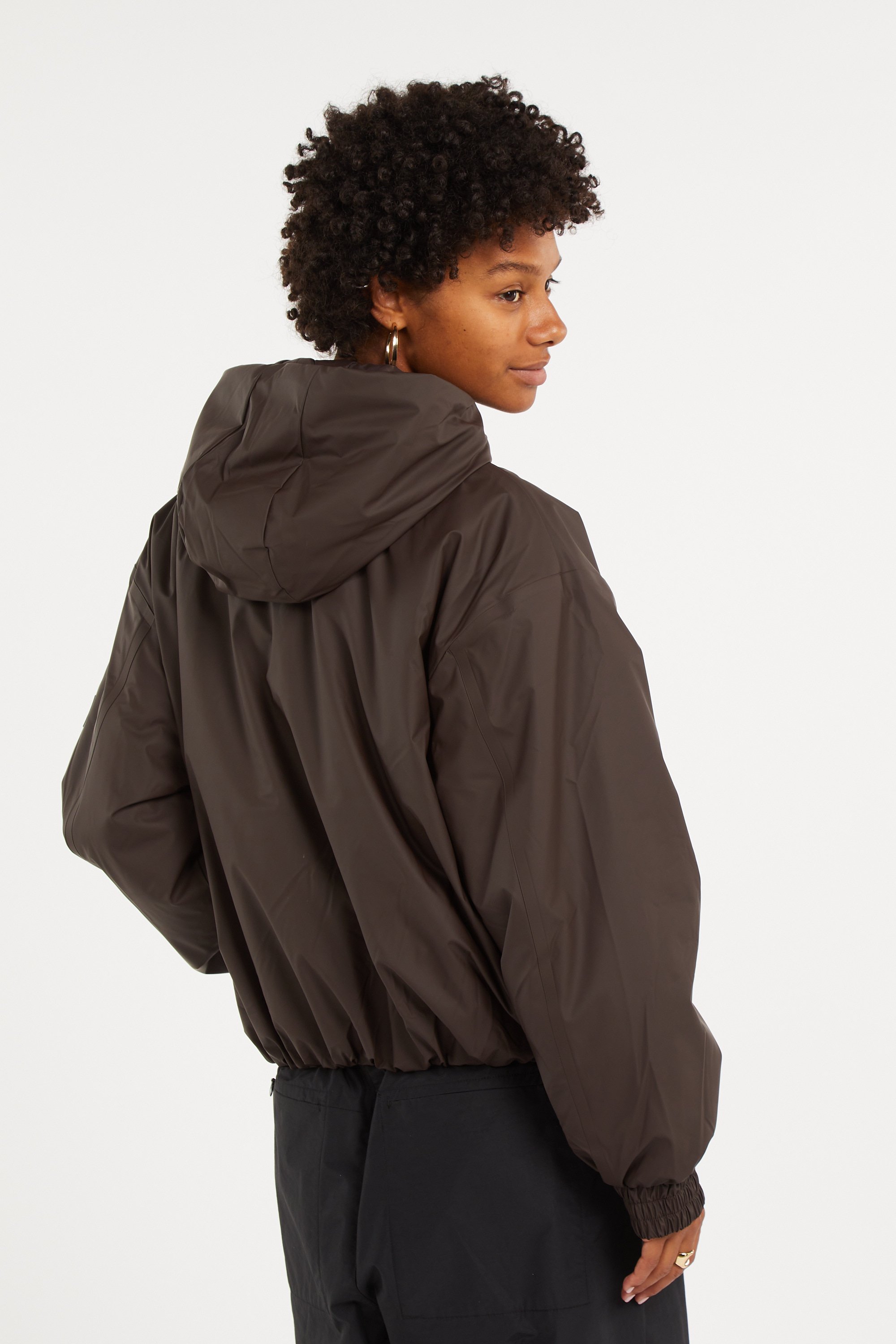 Lightweight quilted padded jacket with high neck | Brown RAINS Women