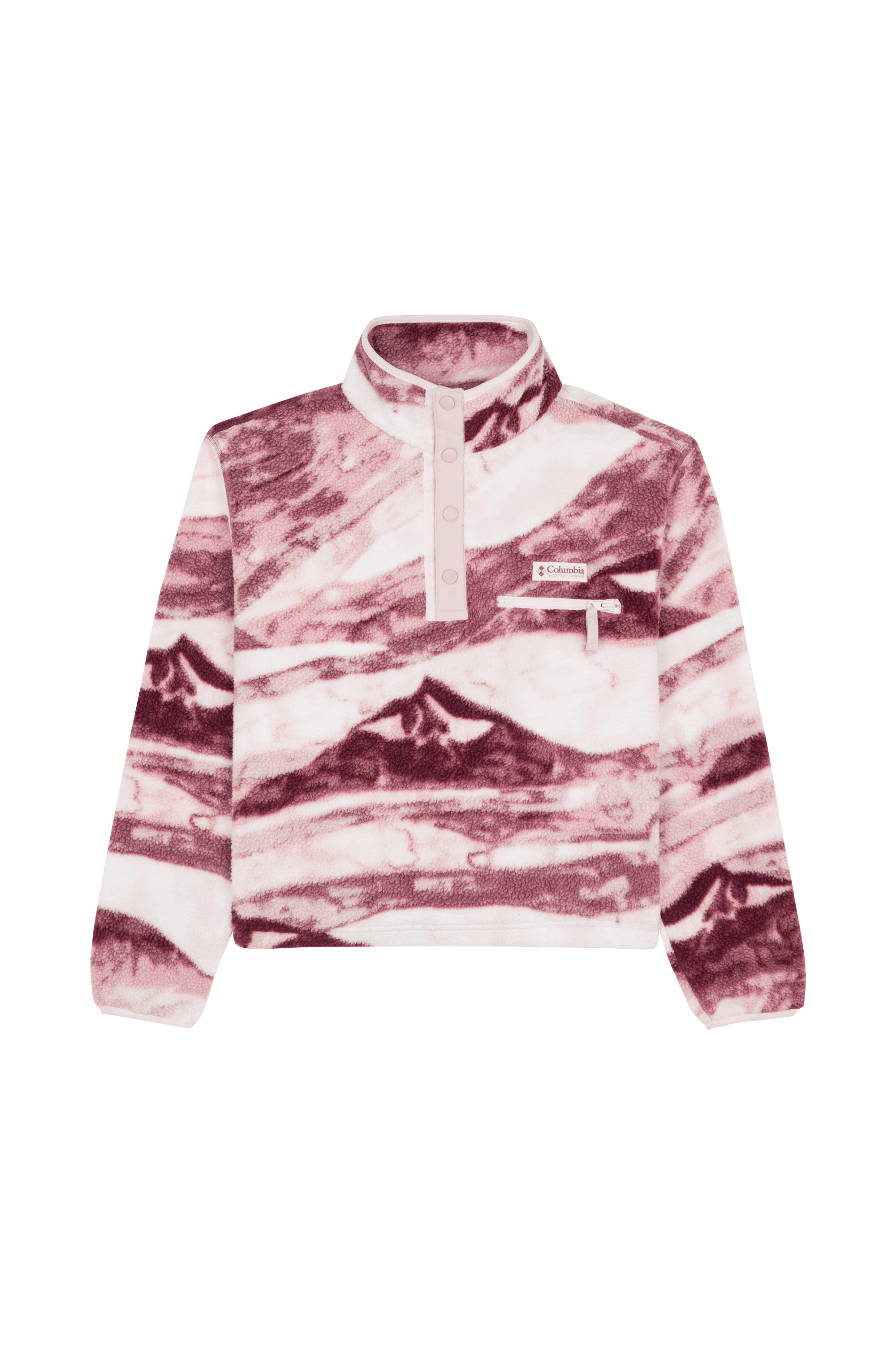 Regular-fit buttoned fleece sweater with high neck COLUMBIA Purple