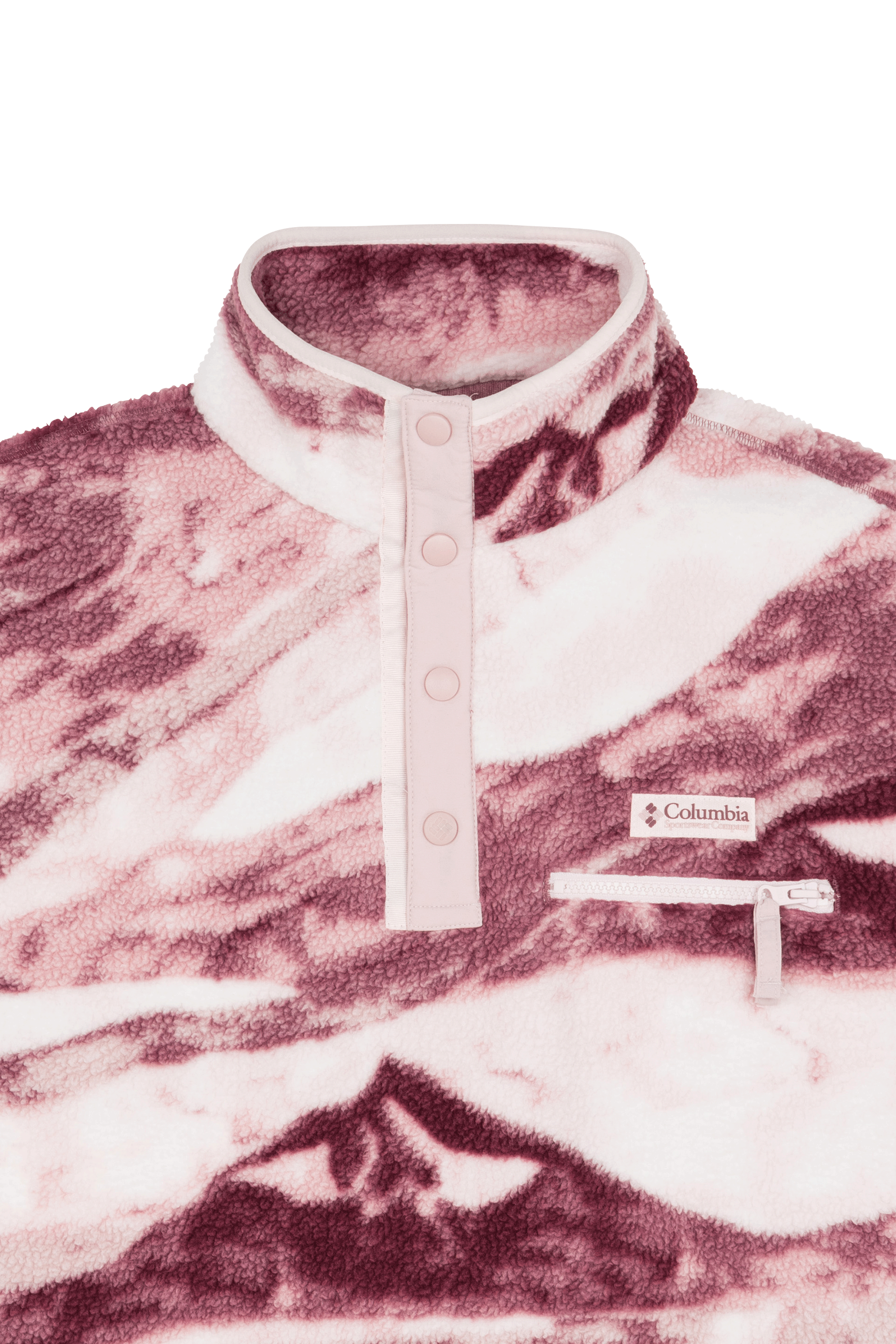 Regular-fit buttoned fleece sweater with high neck COLUMBIA Purple
