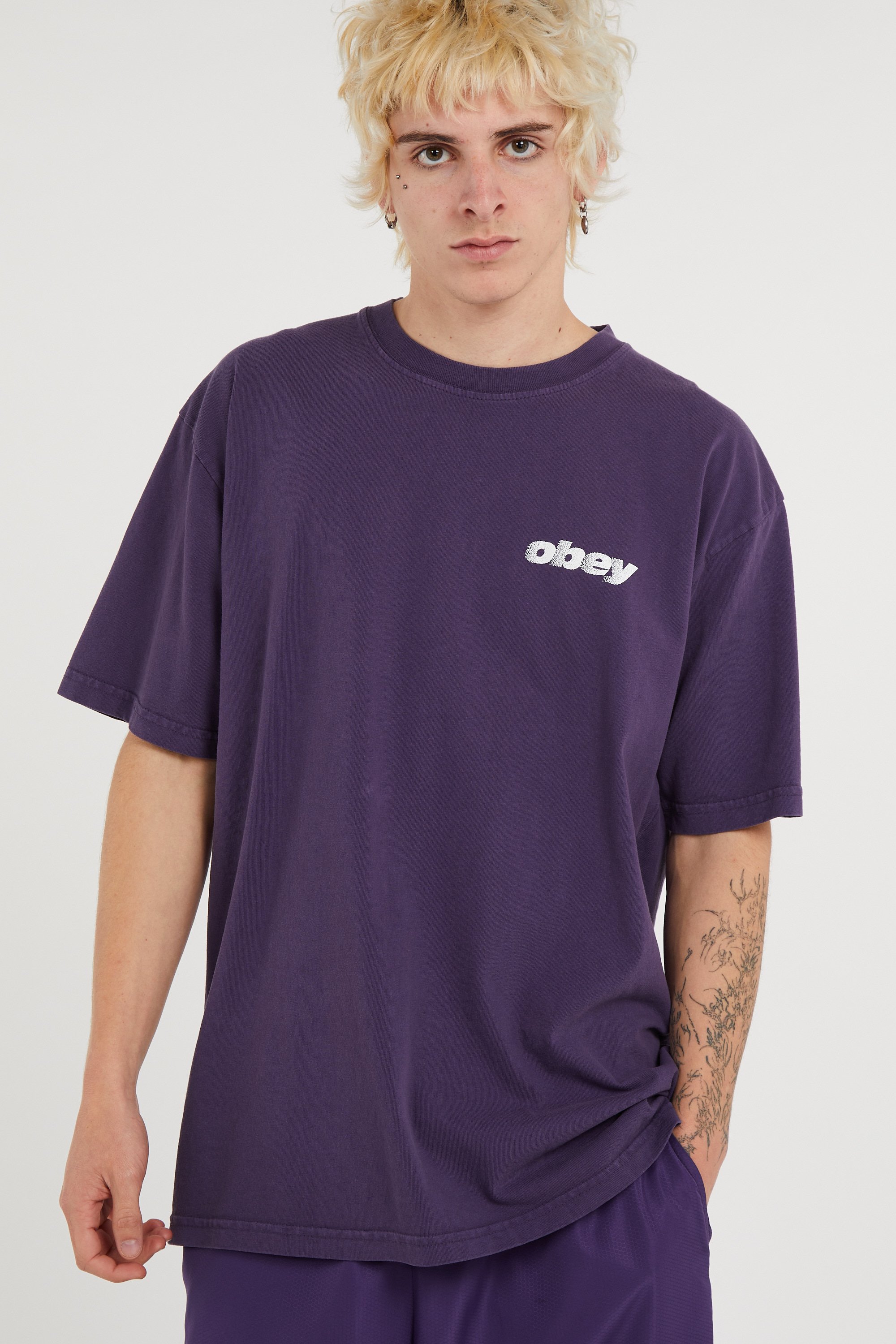 Regular-fit round-neck cotton T-shirt | Purple OBEY Men