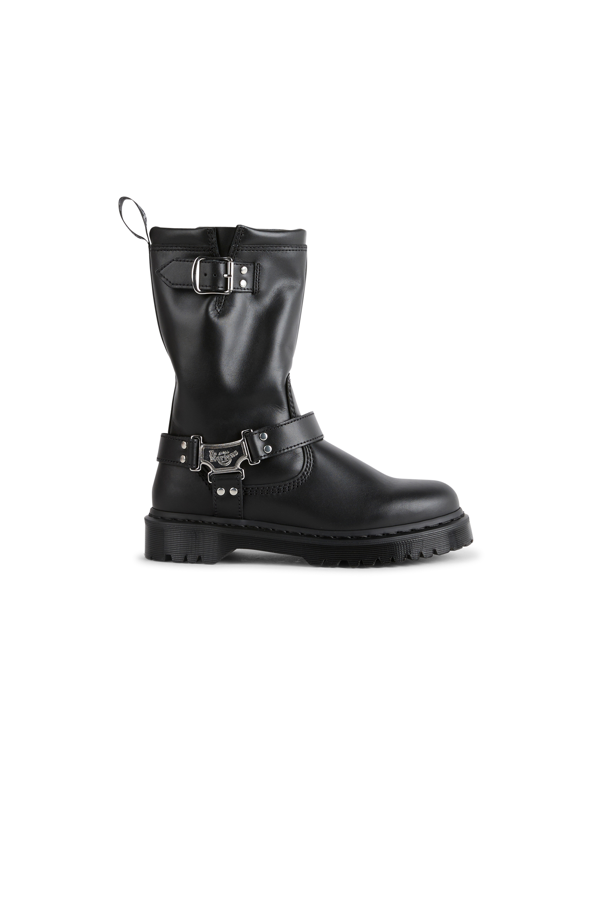 Heeled leather mid-calf boots Black