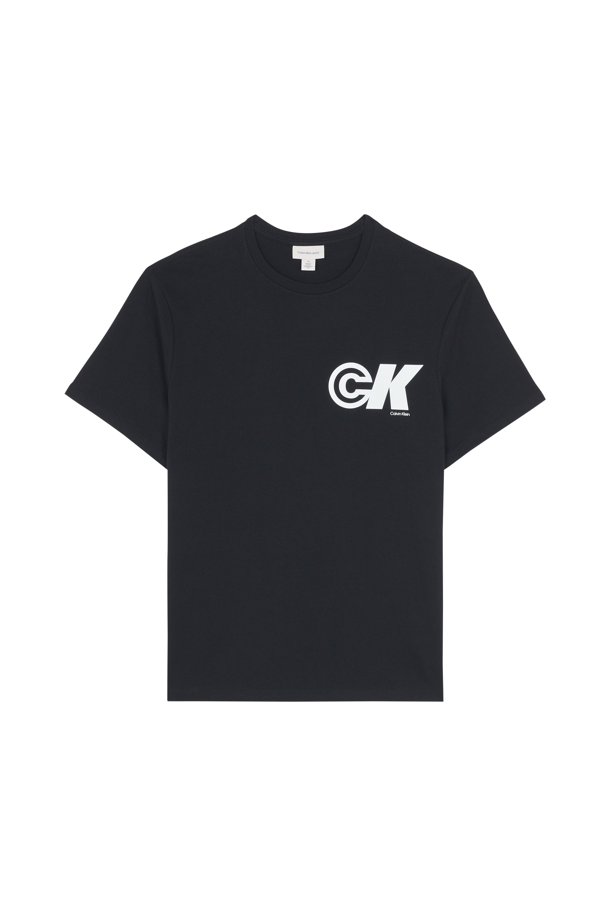 Regular-fit round-neck cotton T-shirt Black