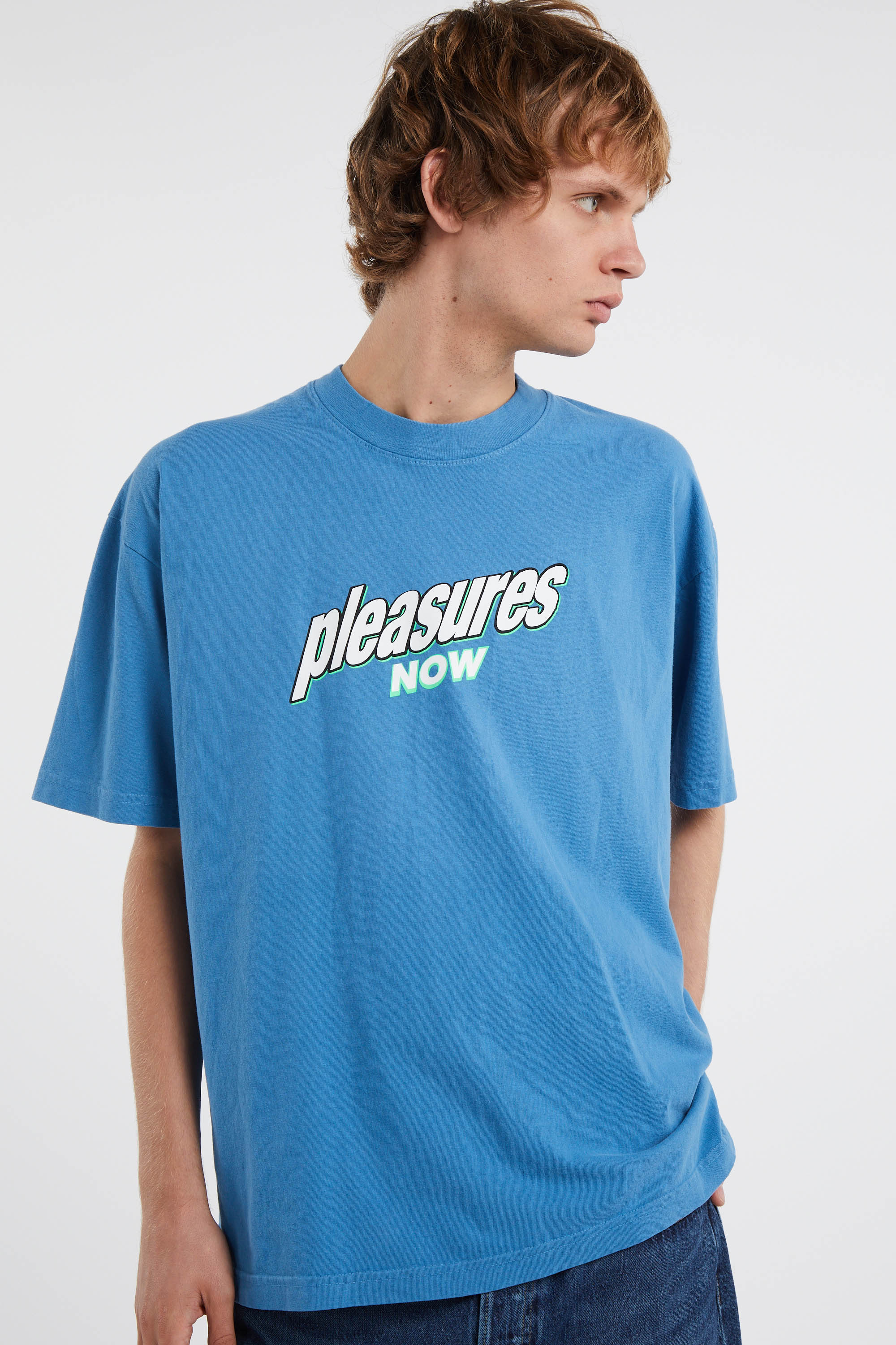 Regular-fit round-neck cotton T-shirt Blue