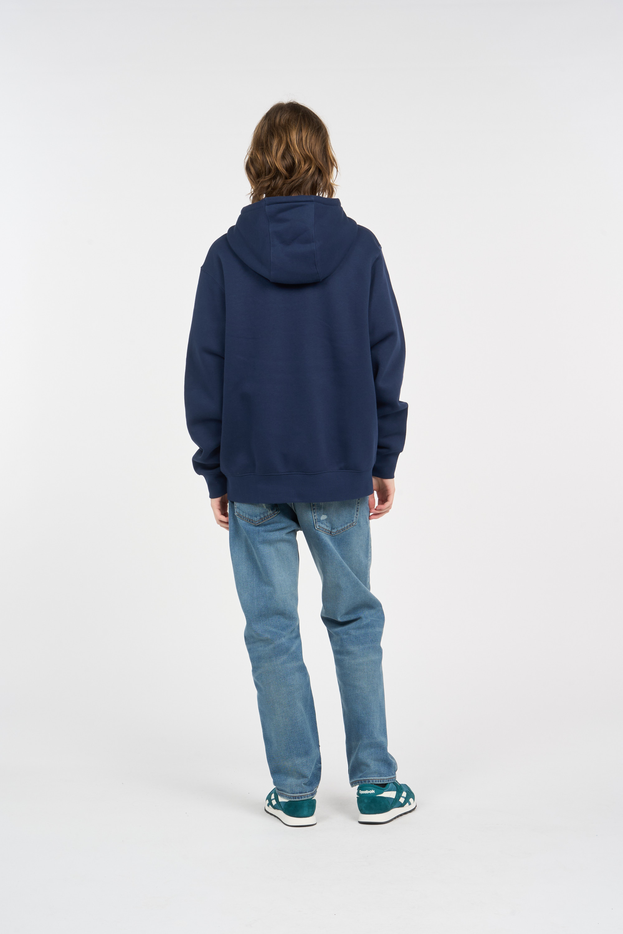 Regular-fit zip-up cotton-blend hoodie with Pony Player Blue