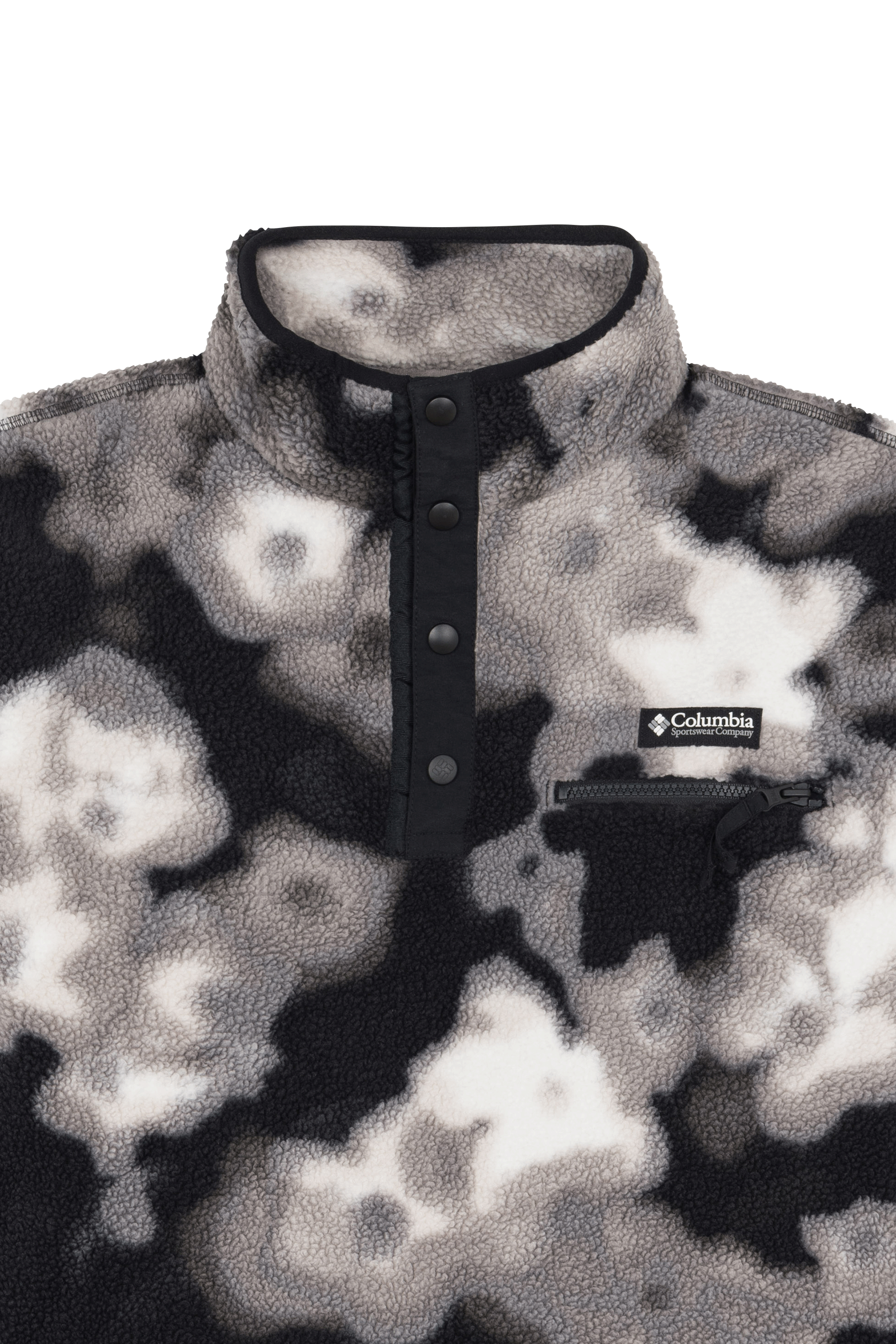 Regular-fit buttoned fleece sweater with high neck | Black COLUMBIA Women