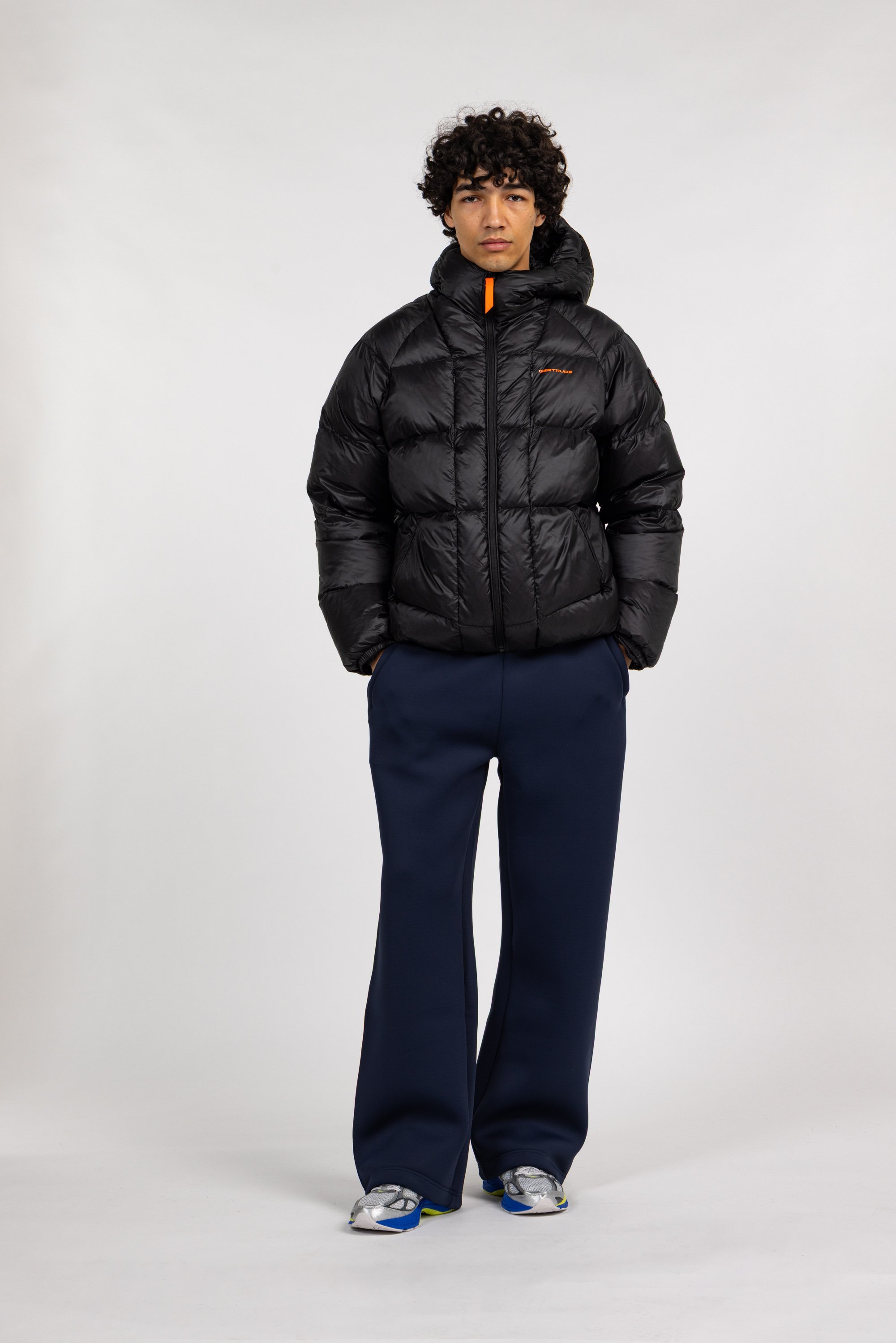 Zipped high-neck colorblock padded jacket with hood GERTRUDE Black