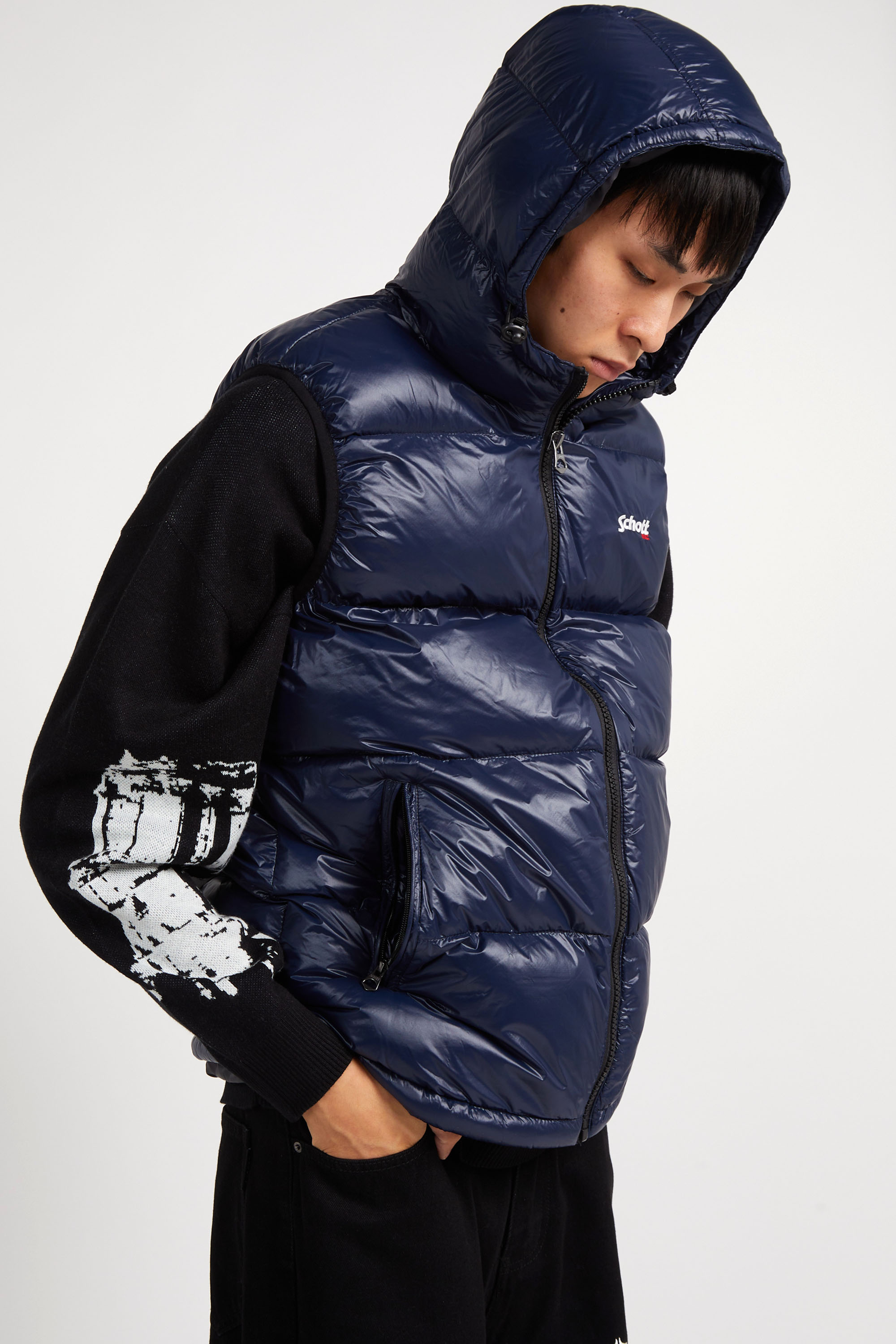 Lightweight quilted padded jacket with high neck Blue