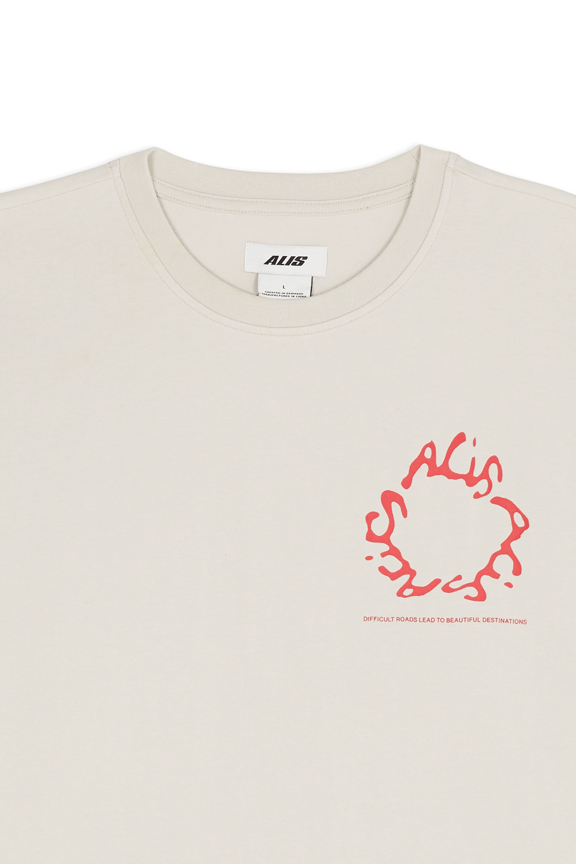 Regular-fit round-neck cotton T-shirt Beige