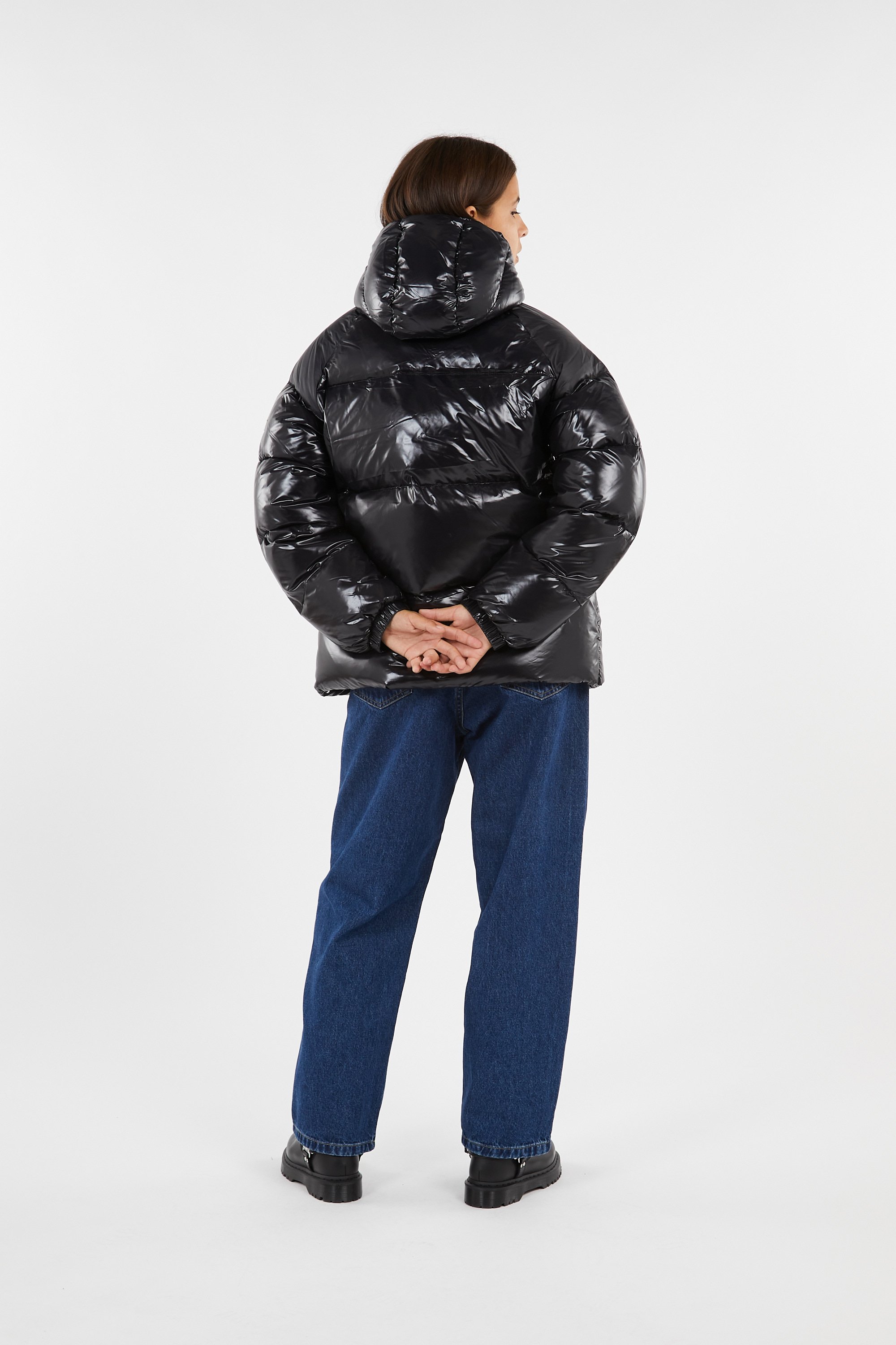 Lightweight quilted padded jacket with high neck Black