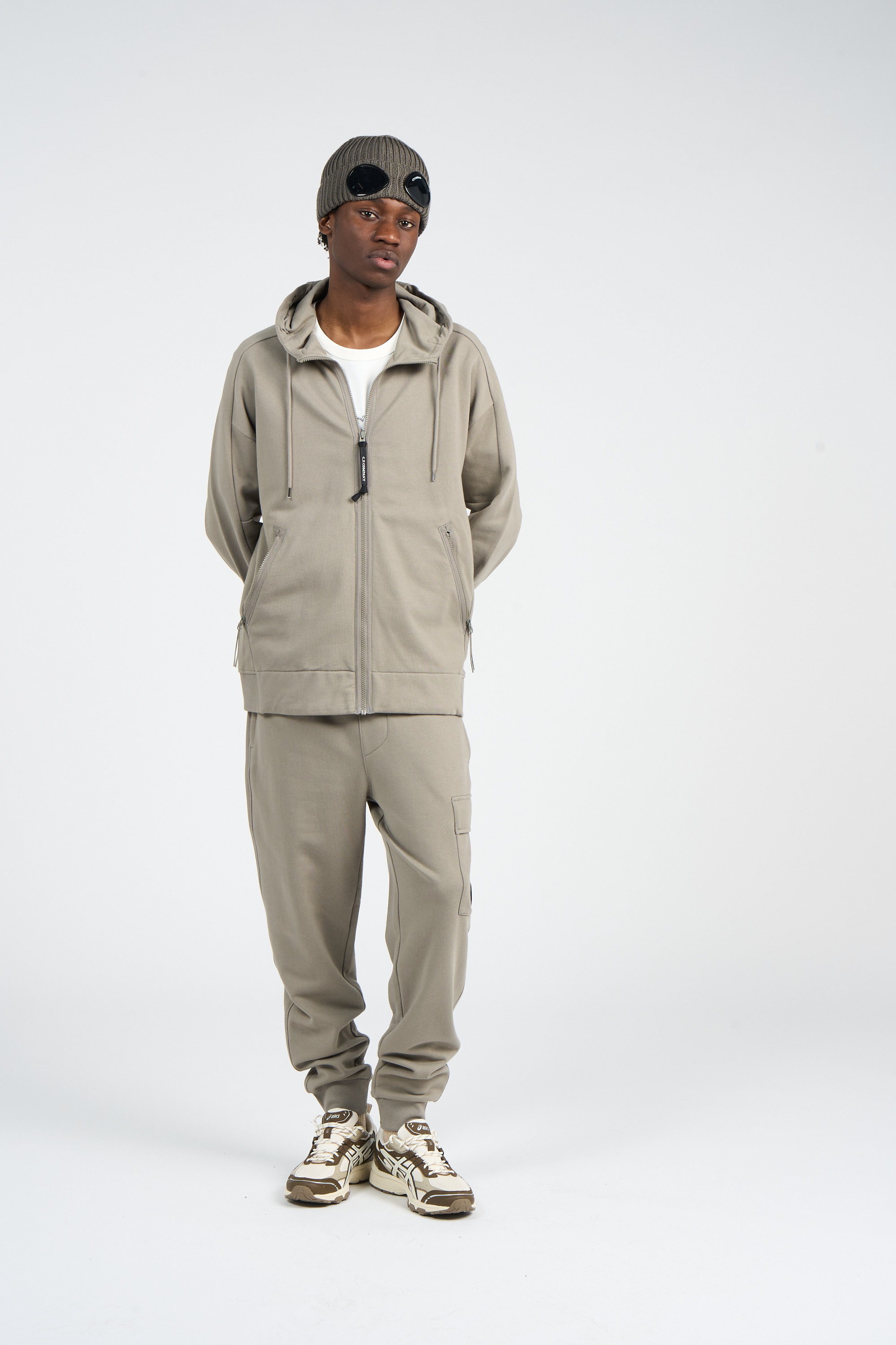 Hoodie zippé Kaki