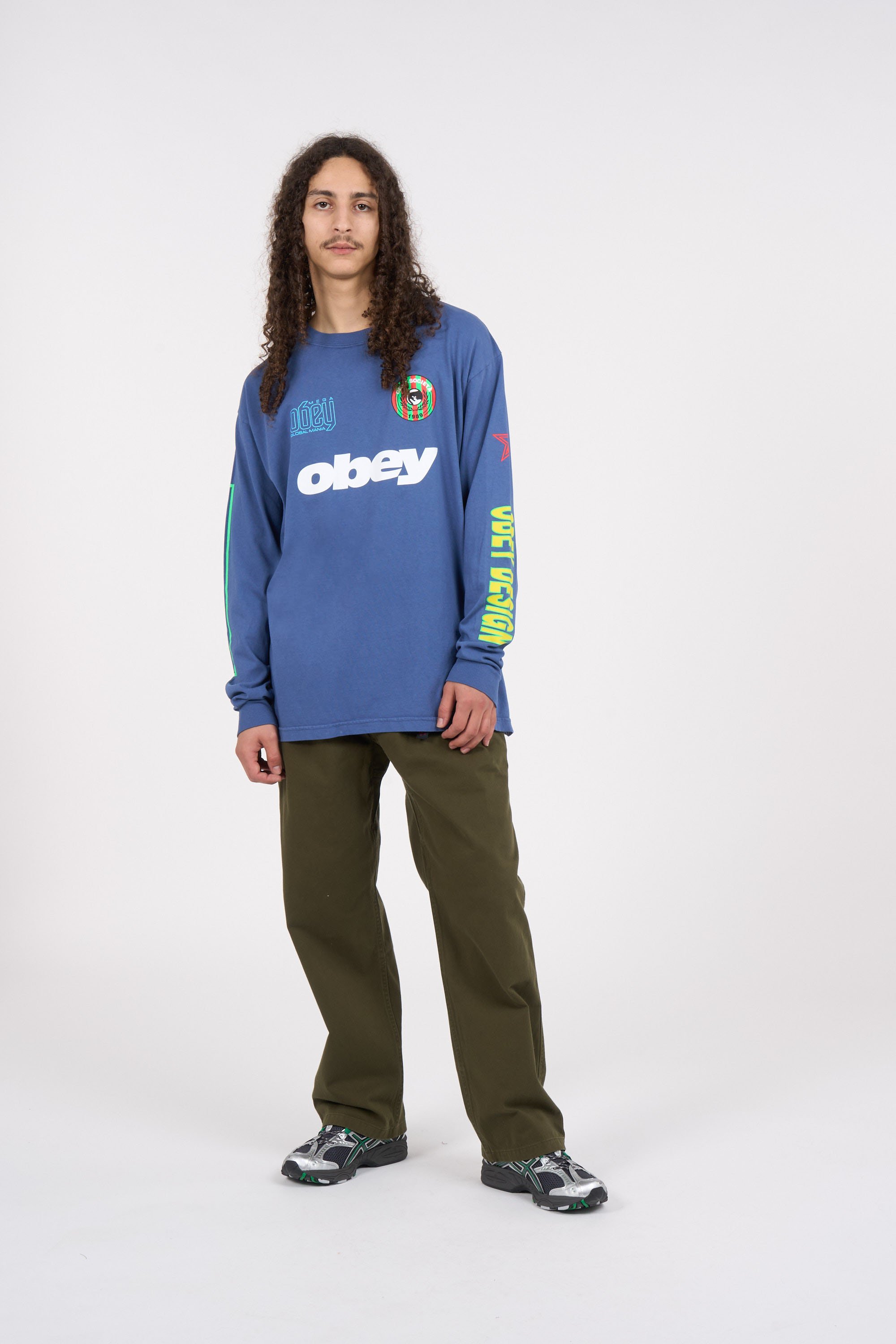 Regular-fit round-neck cotton T-shirt OBEY Blue