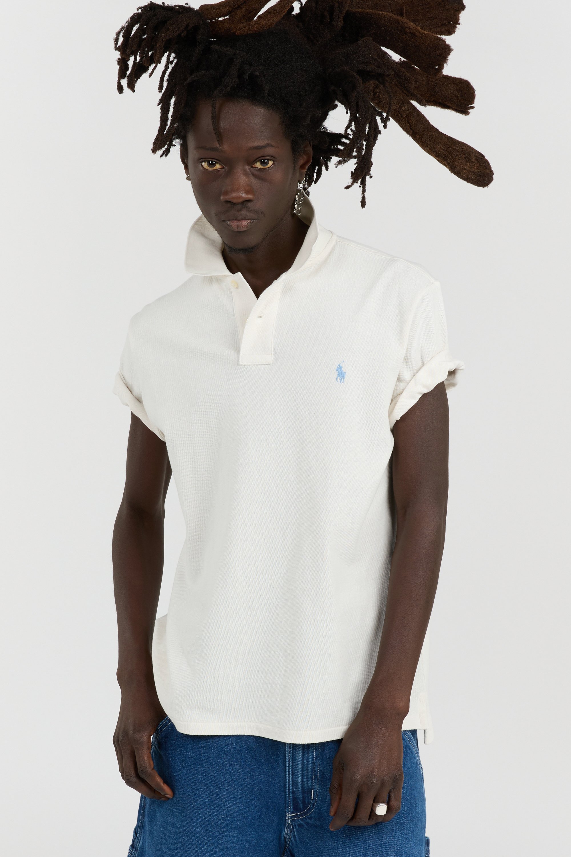 Polo slim-fit en coton Beige